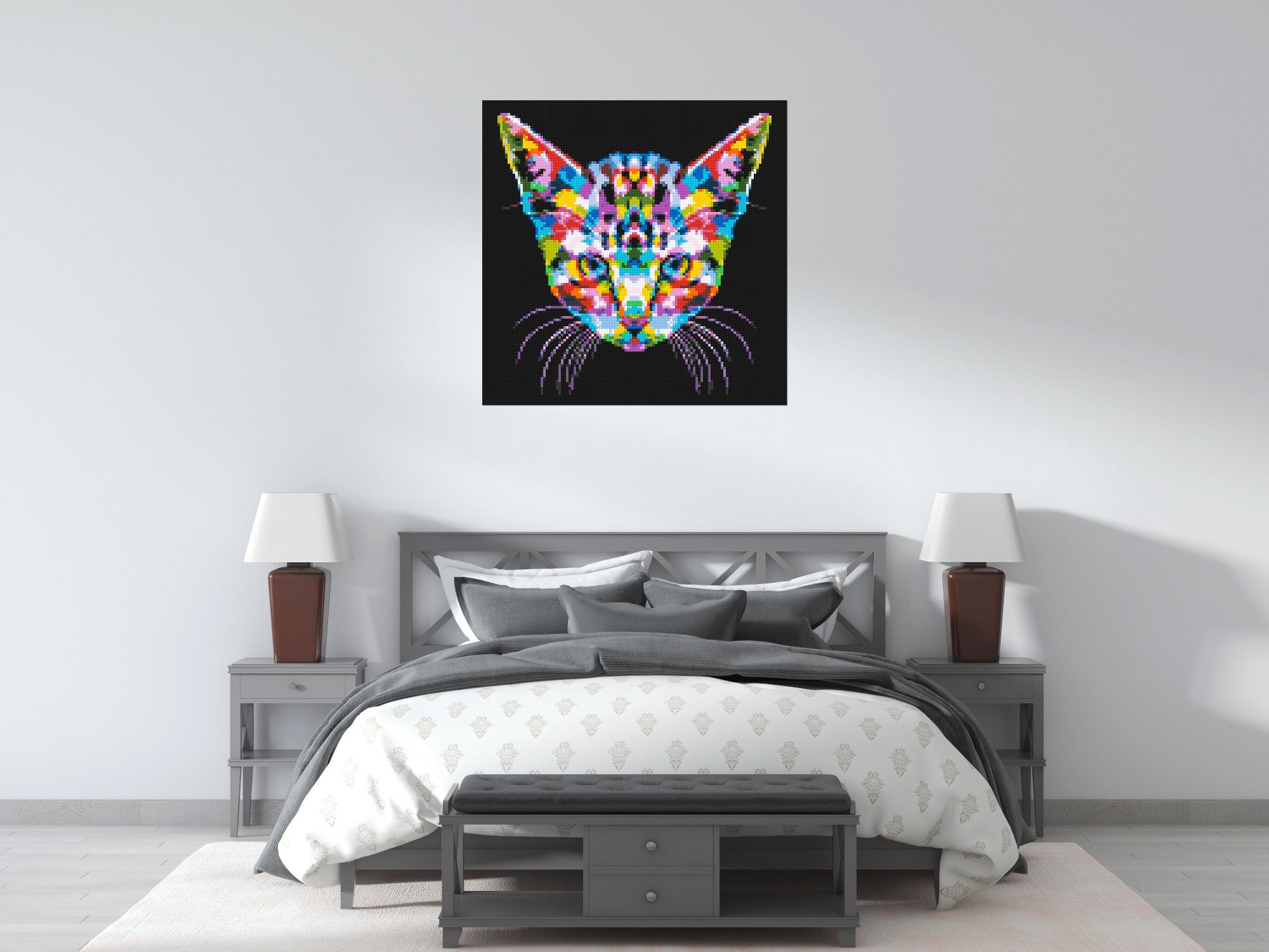 Cat #3 Colourful Pop Art - Brick Art Mosaic Kit 5x5 scene