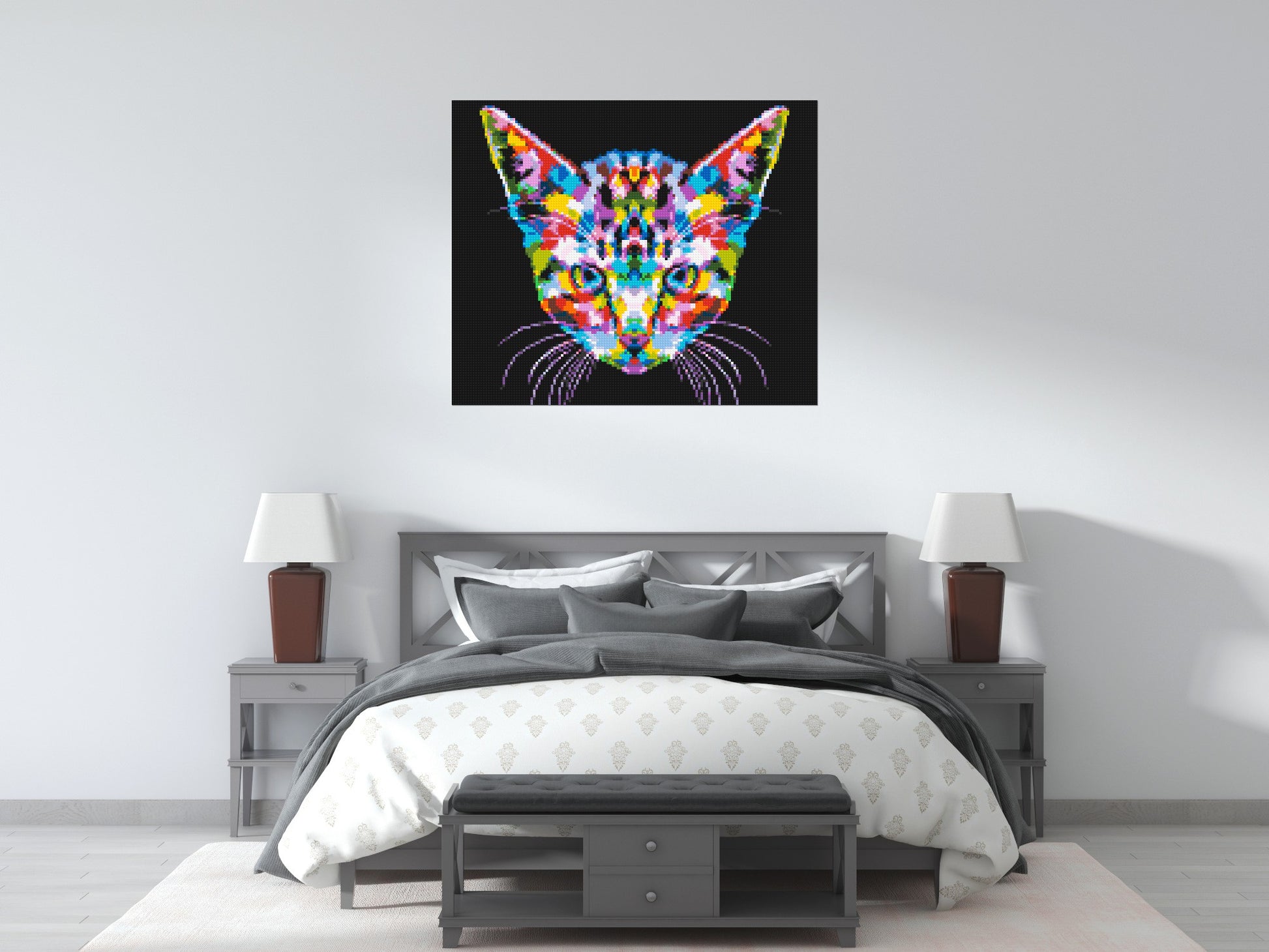 Cat #3 Colourful Pop Art - Brick Art Mosaic Kit 6x5 scene