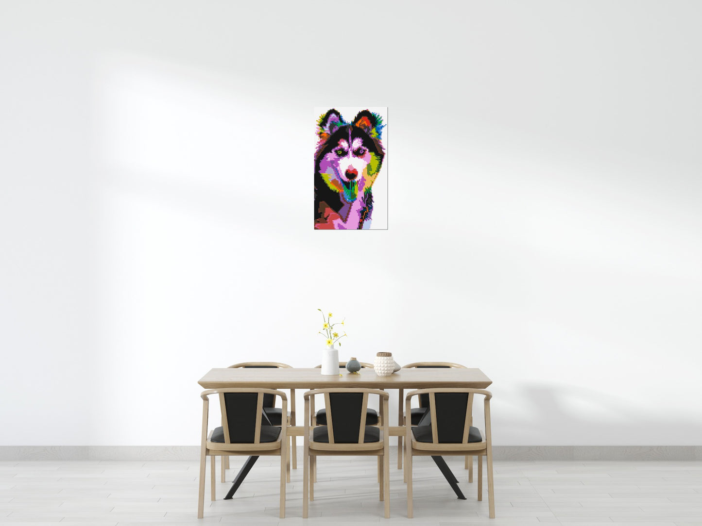 Husky Colourful Pop Art - Brick Art Mosaic Kit 3x5 large