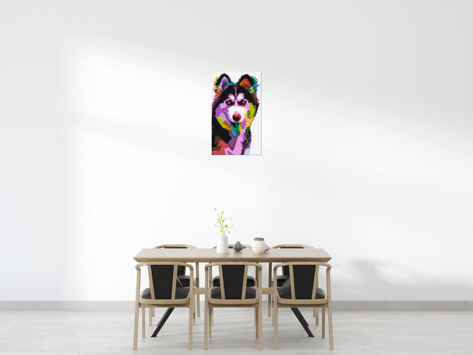 Husky Colourful Pop Art - Brick Art Mosaic Kit 3x5 scene