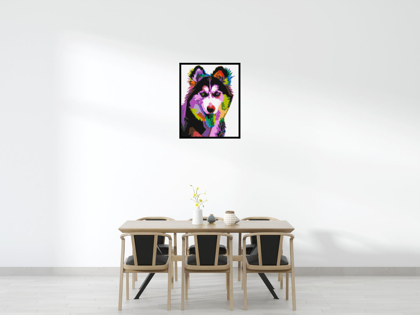 Husky Colourful Pop Art - Brick Art Mosaic Kit 4x5 large