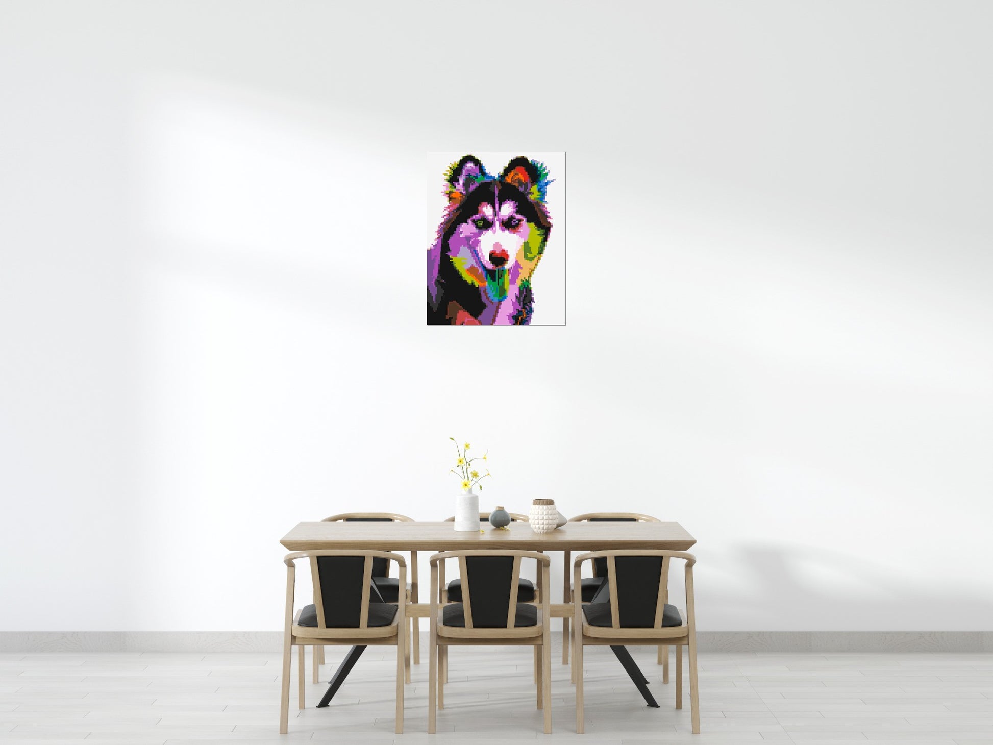 Husky Colourful Pop Art - Brick Art Mosaic Kit 4x5 scene
