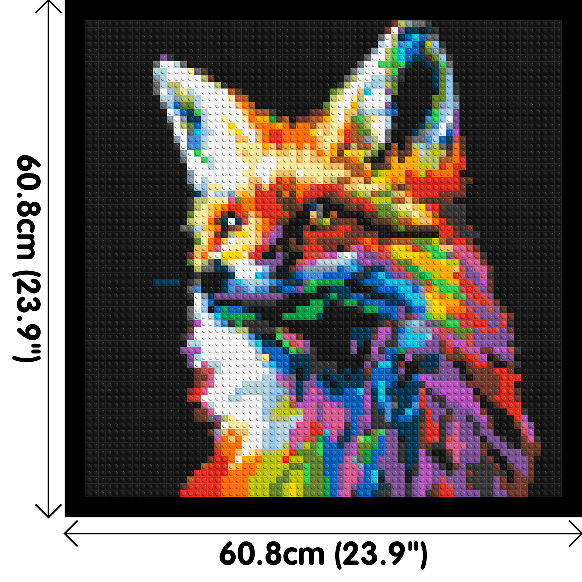 Fox Colourful Pop Art - Brick Art Mosaic Kit 3x3 dimensions with frame