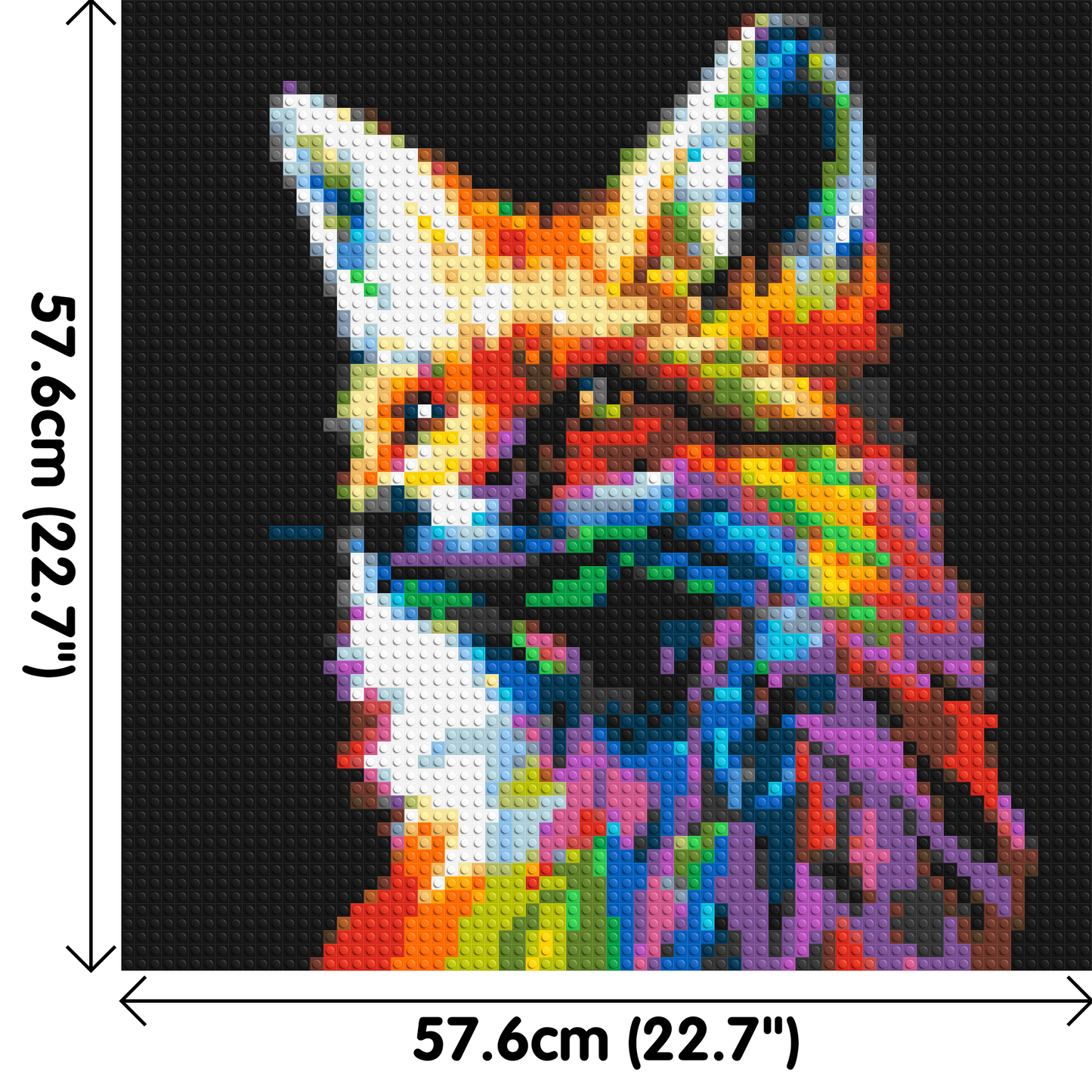 Fox Colourful Pop Art - Brick Art Mosaic Kit 3x3 large