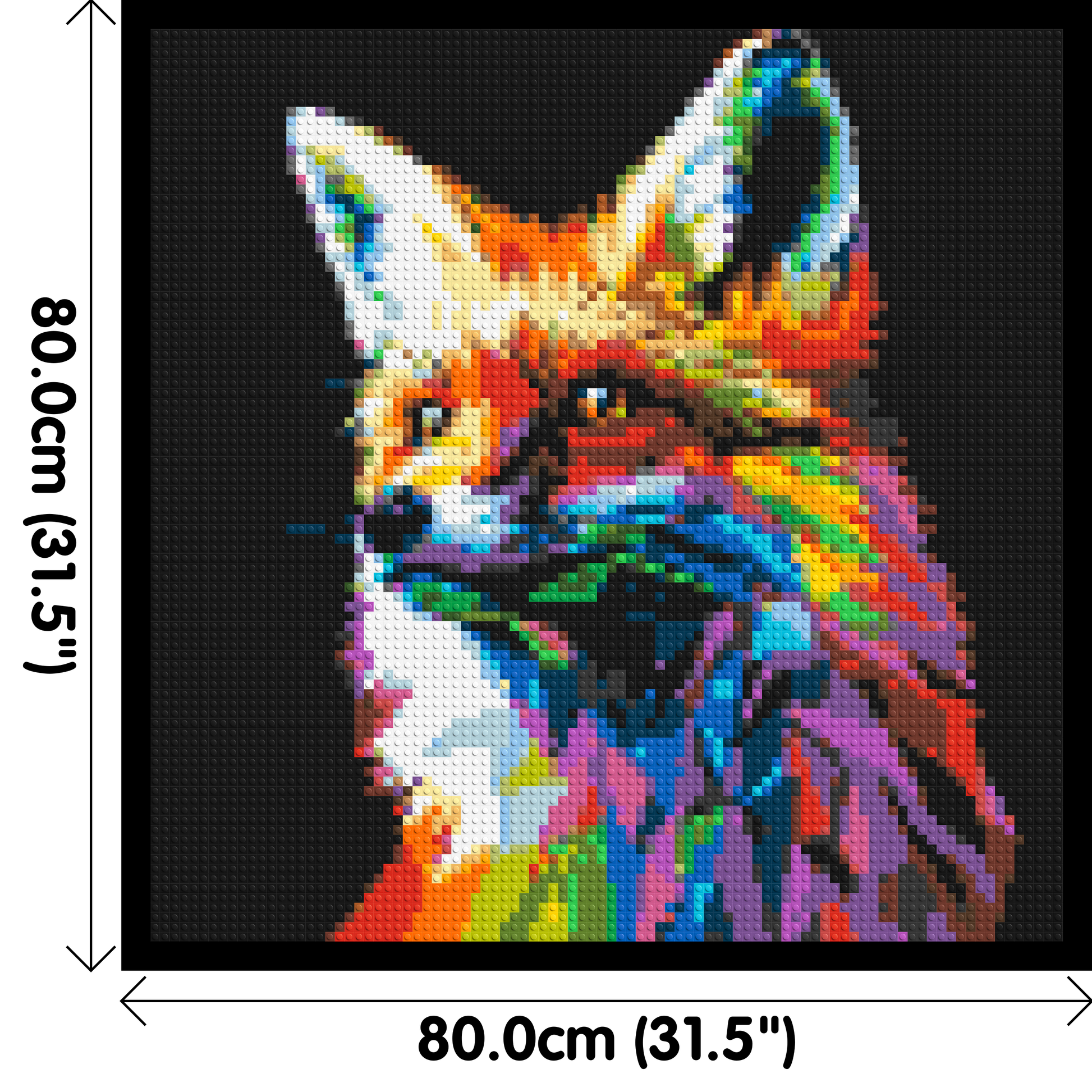 Fox Colourful Pop Art - Brick Art Mosaic Kit 4x4 dimensions with frame