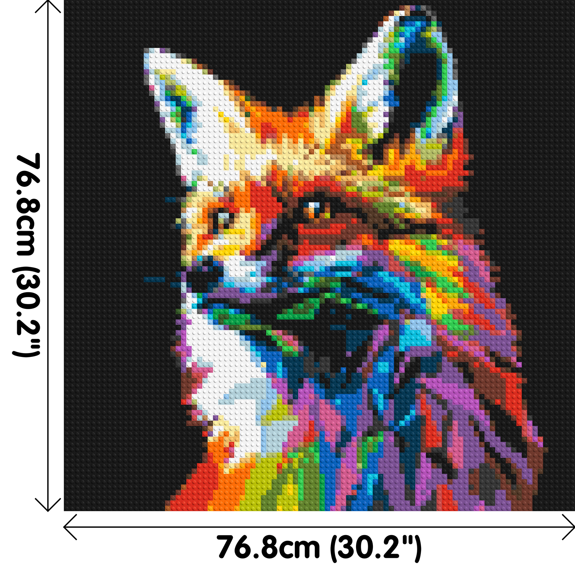 Fox Colourful Pop Art - Brick Art Mosaic Kit 4x4 dimensions