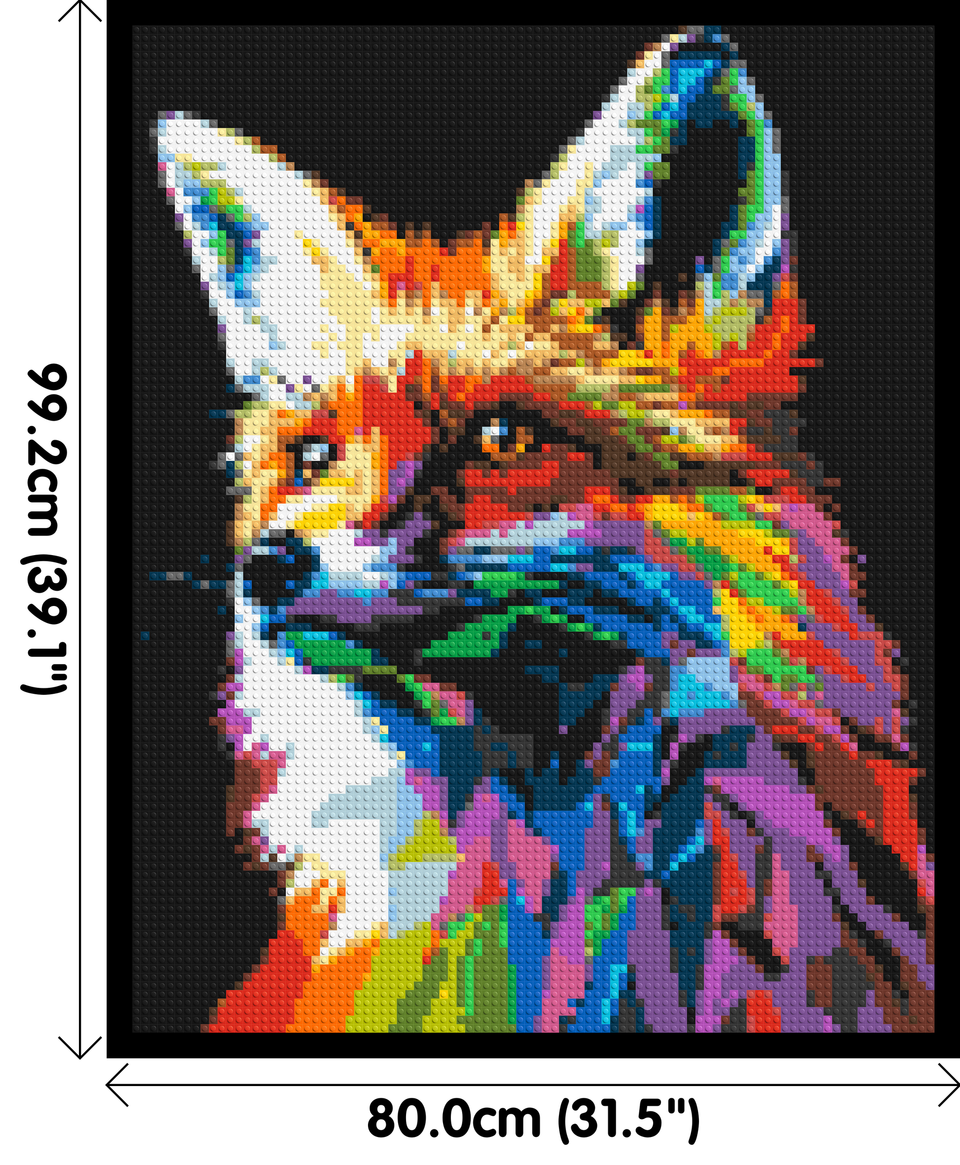 Fox Colourful Pop Art - Brick Art Mosaic Kit 4x5 dimensions with frame