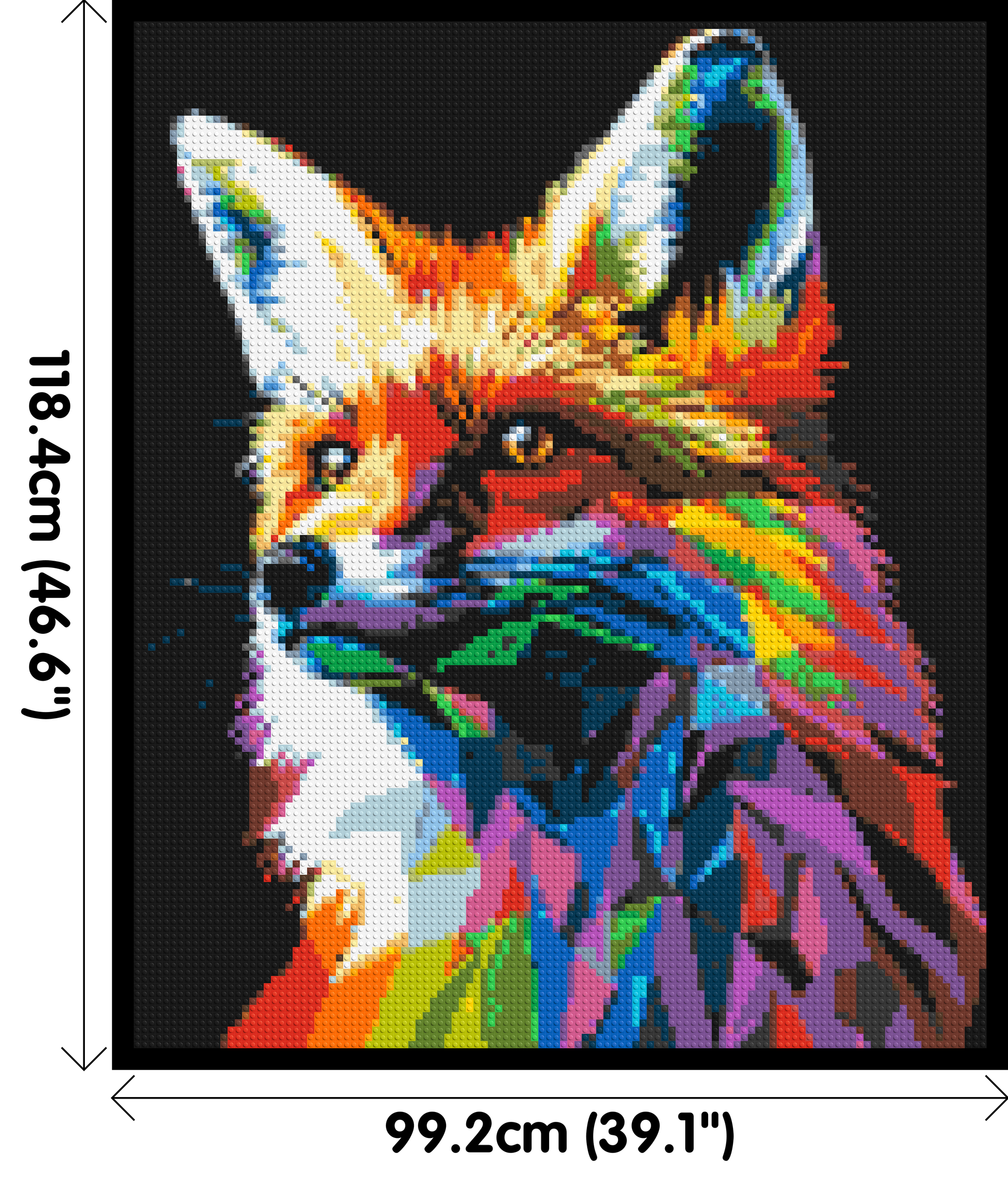 Fox Colourful Pop Art - Brick Art Mosaic Kit 5x6 dimensions with frame