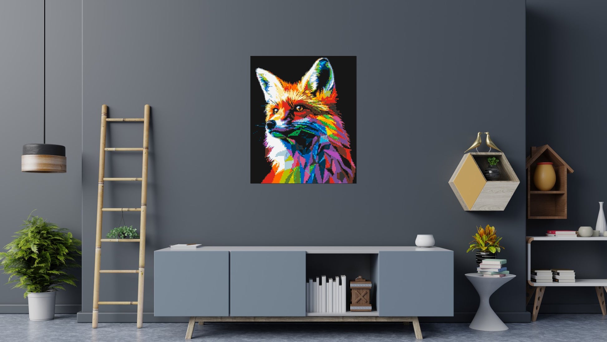 Fox Colourful Pop Art - Brick Art Mosaic Kit 5x6 scene