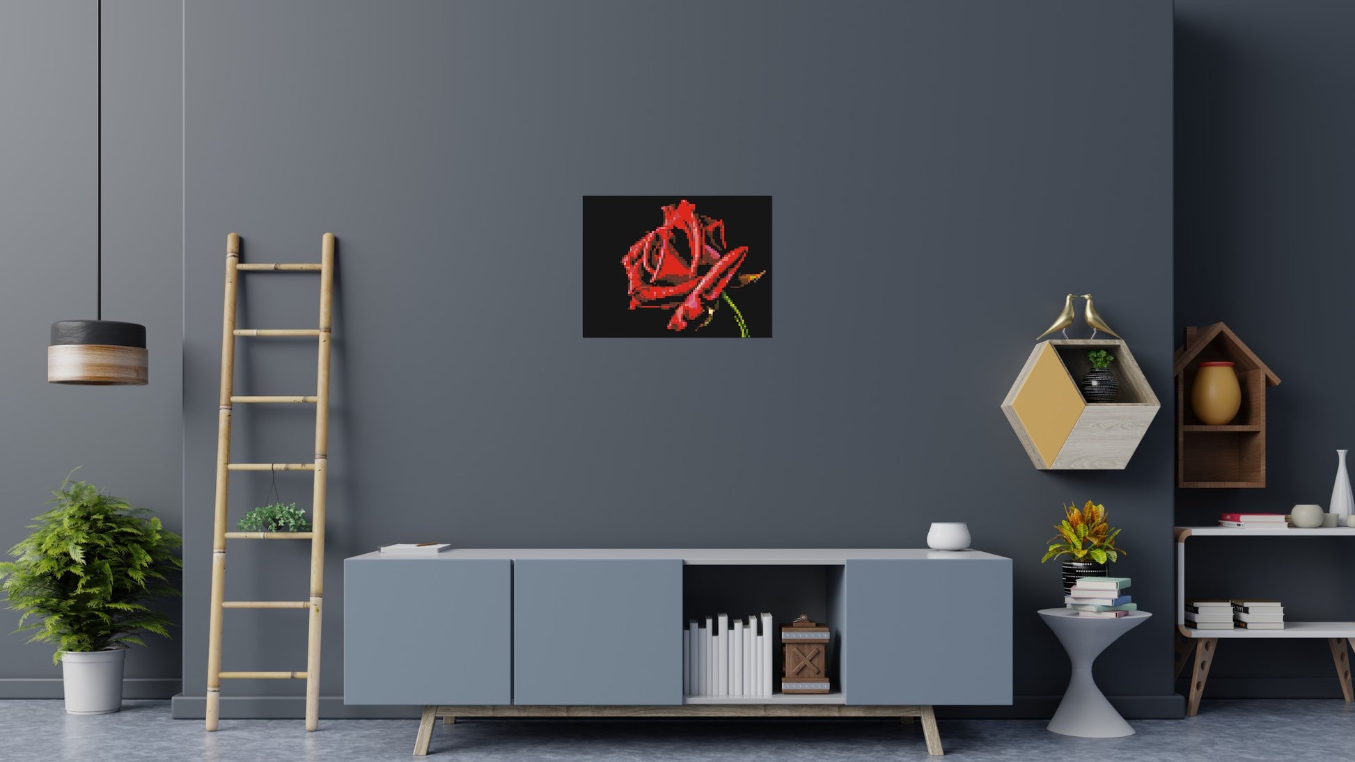 Red Rose - Brick Art Mosaic Kit 4x3 scene