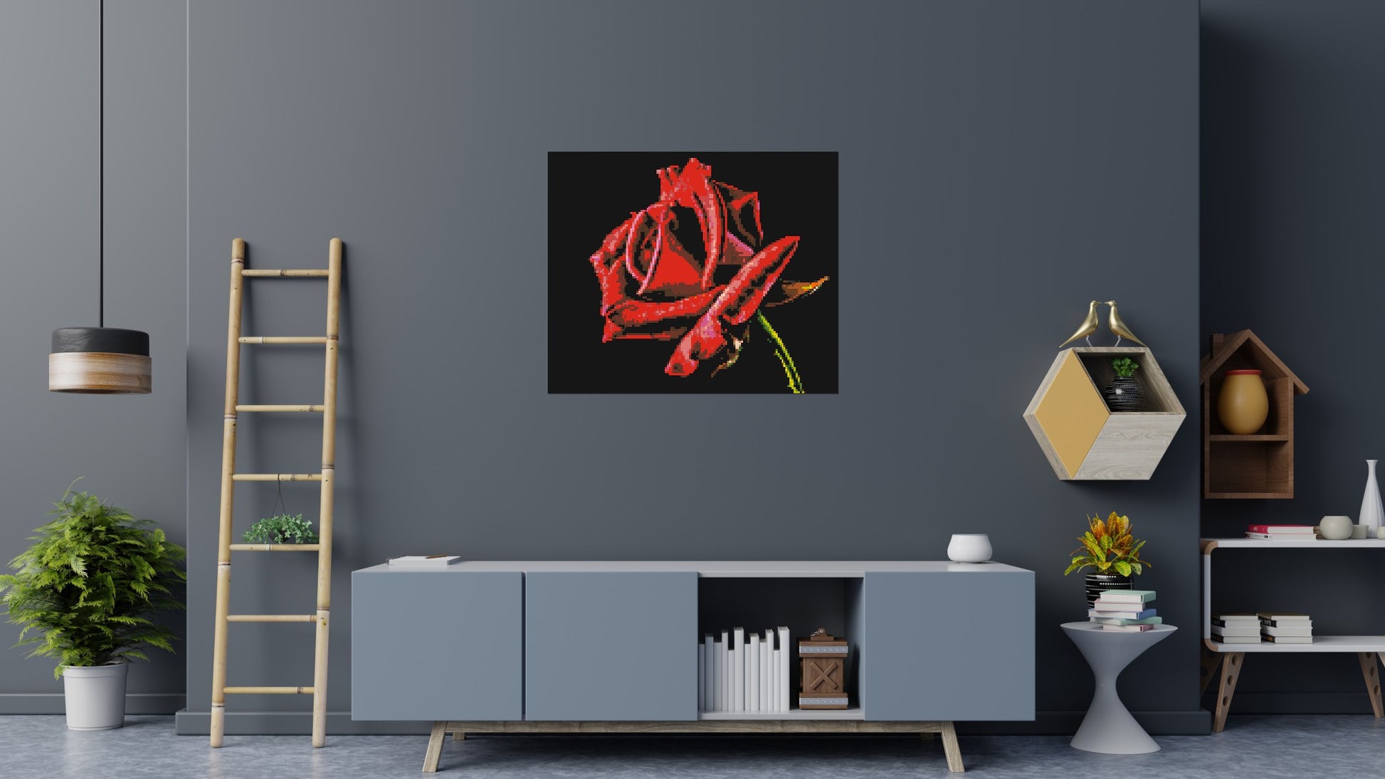 Red Rose - Brick Art Mosaic Kit 6x5 scene