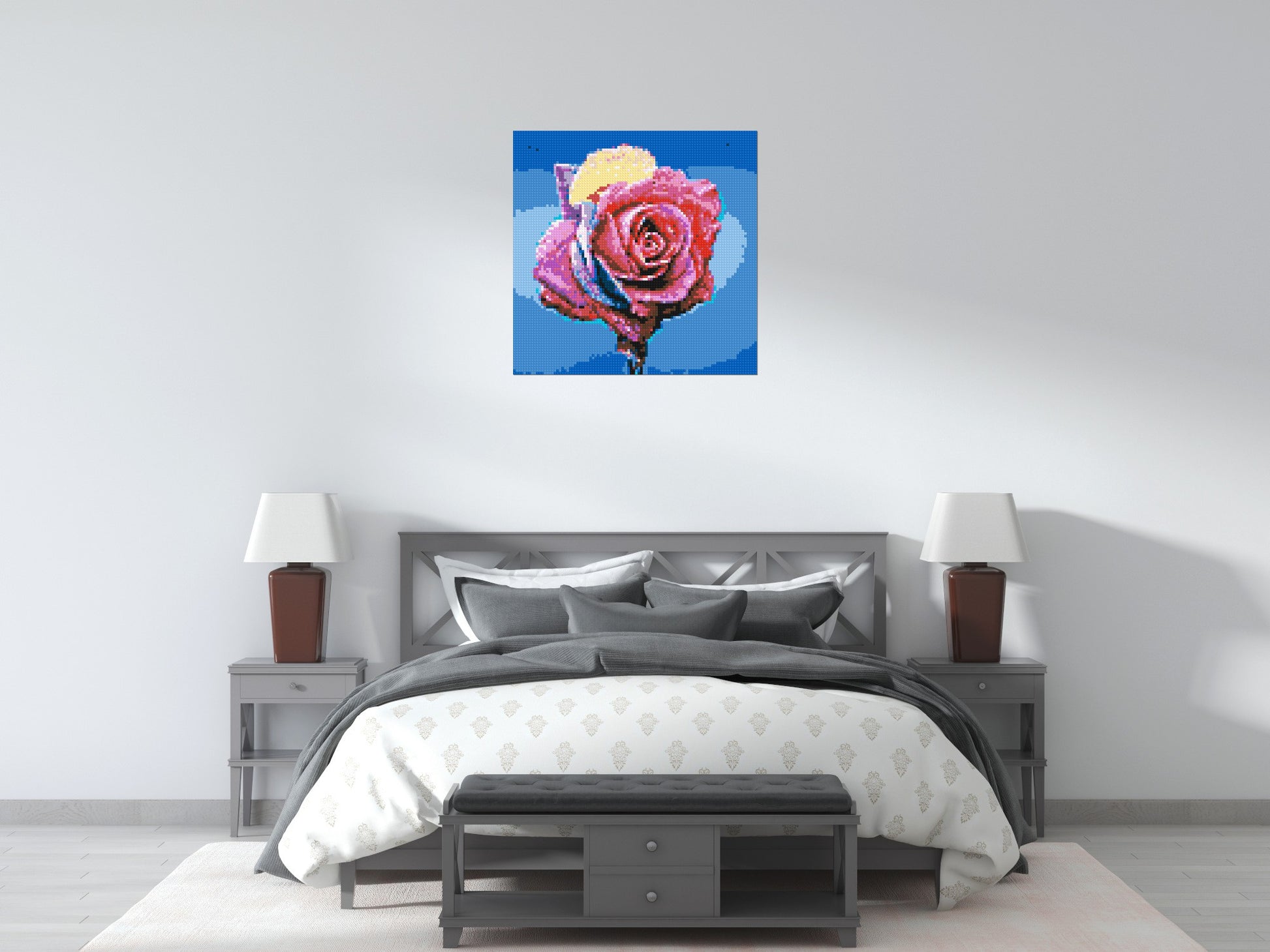 Colourful Rose - Brick Art Mosaic Kit 4x4 scene