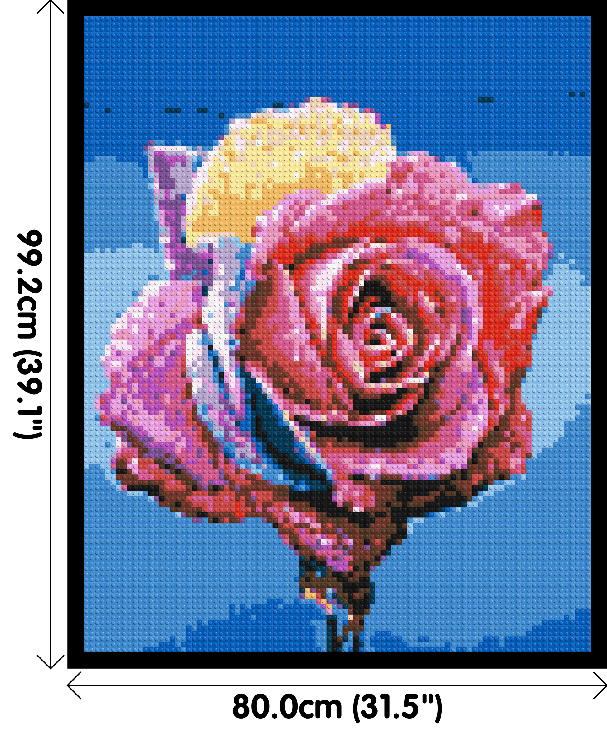 Colourful Rose - Brick Art Mosaic Kit 4x5 dimensions with frame