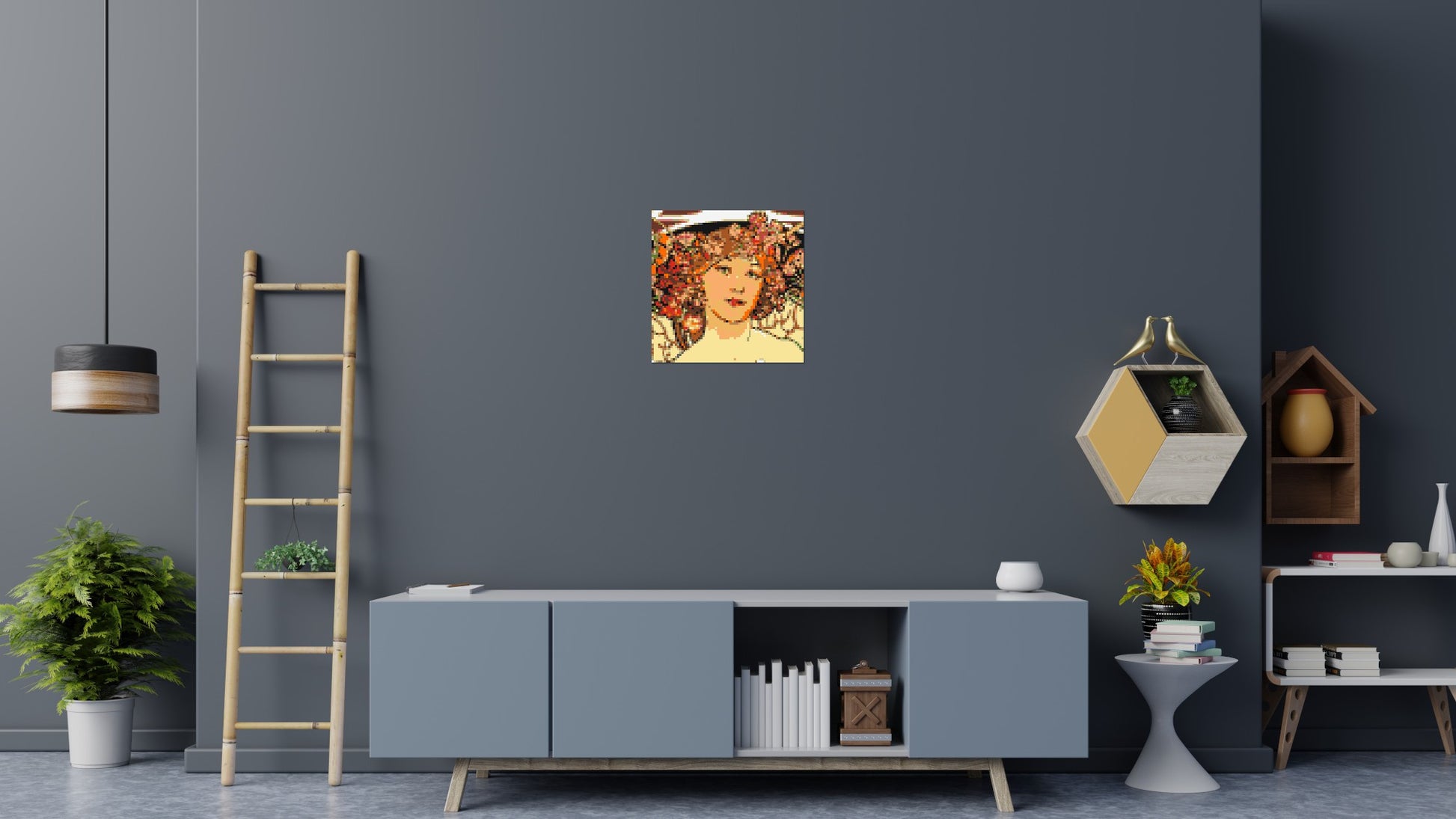 Detail of Reverie by Alphonse Mucha - Brick Art Mosaic Kit 3x3 scene