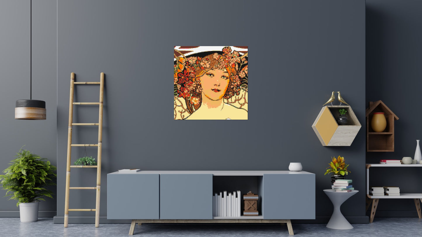 Detail of Reverie by Alphonse Mucha - Brick Art Mosaic Kit 5x5 large