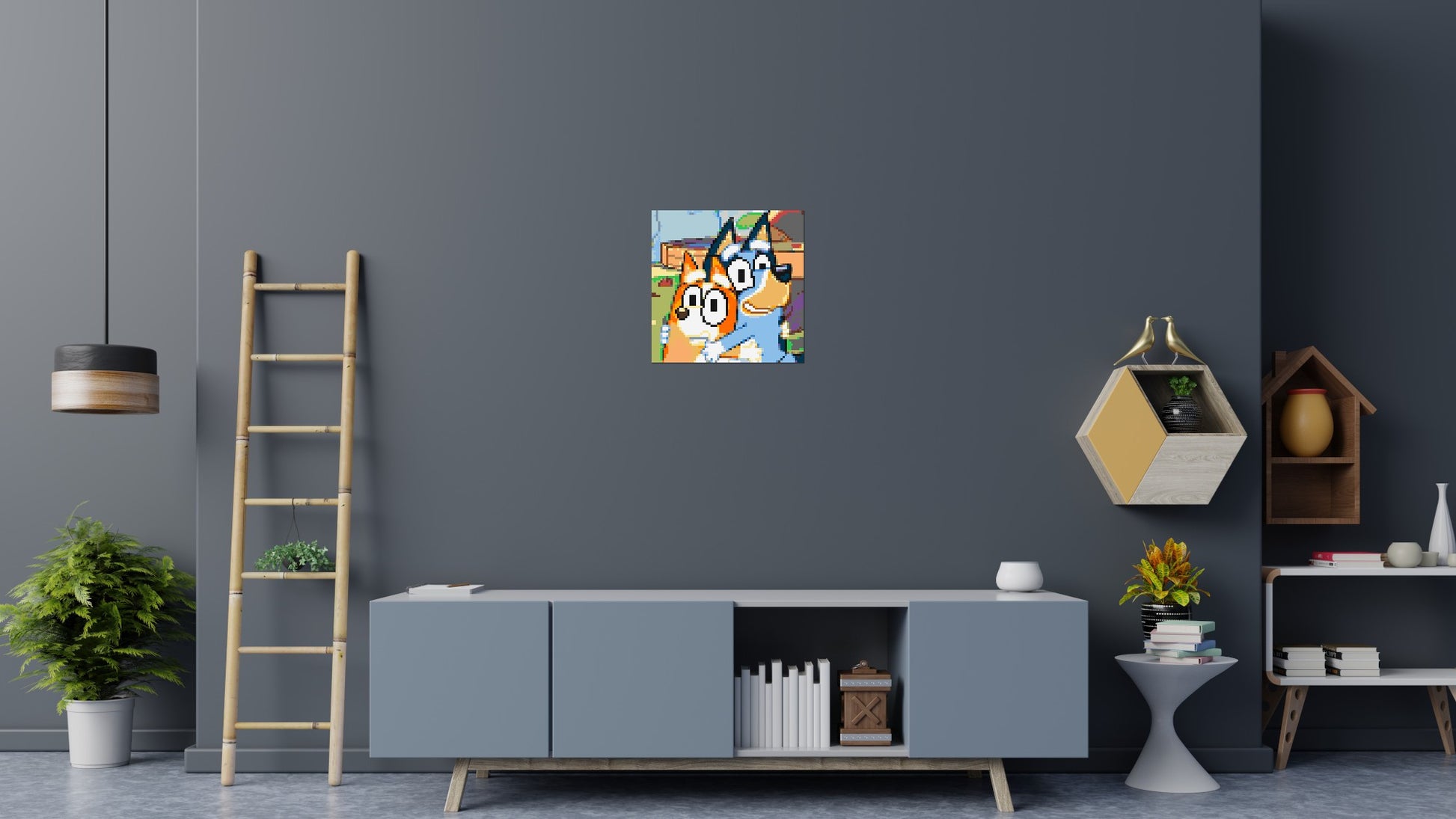Bluey & Bingo Pixel Art - Brick Art Mosaic Kit 3x3 scene