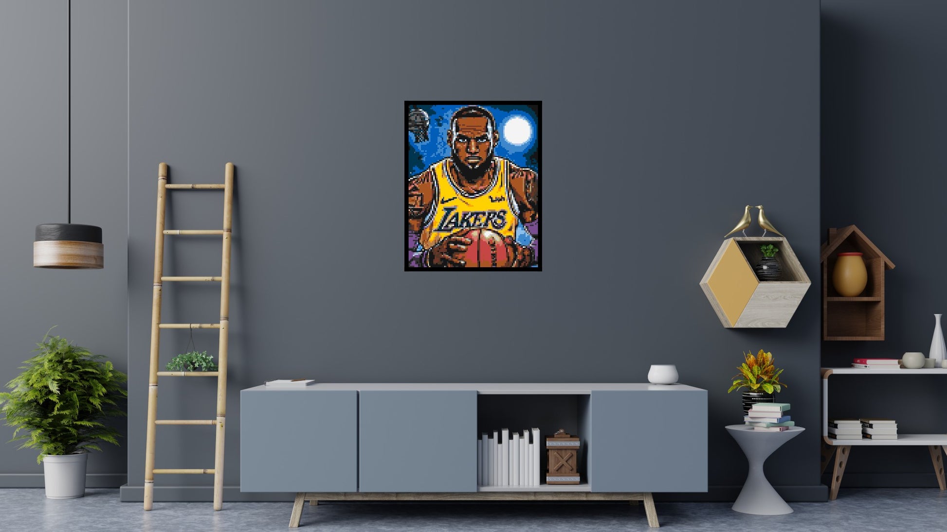 LeBron James Pop Art - Brick Art Mosaic Kit 4x5 scene with frame