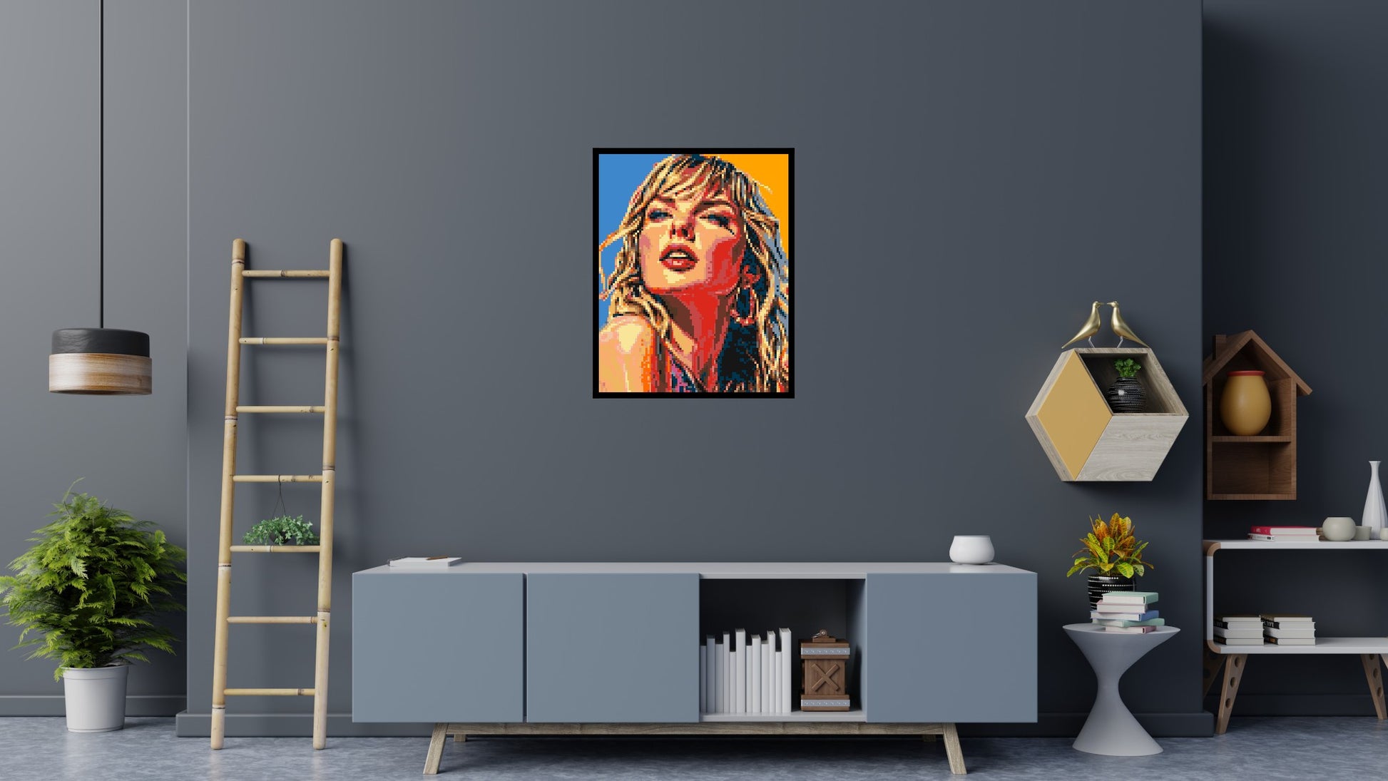 Taylor Swift Colourful  - Brick Art Mosaic Kit 4x5 scene with frame