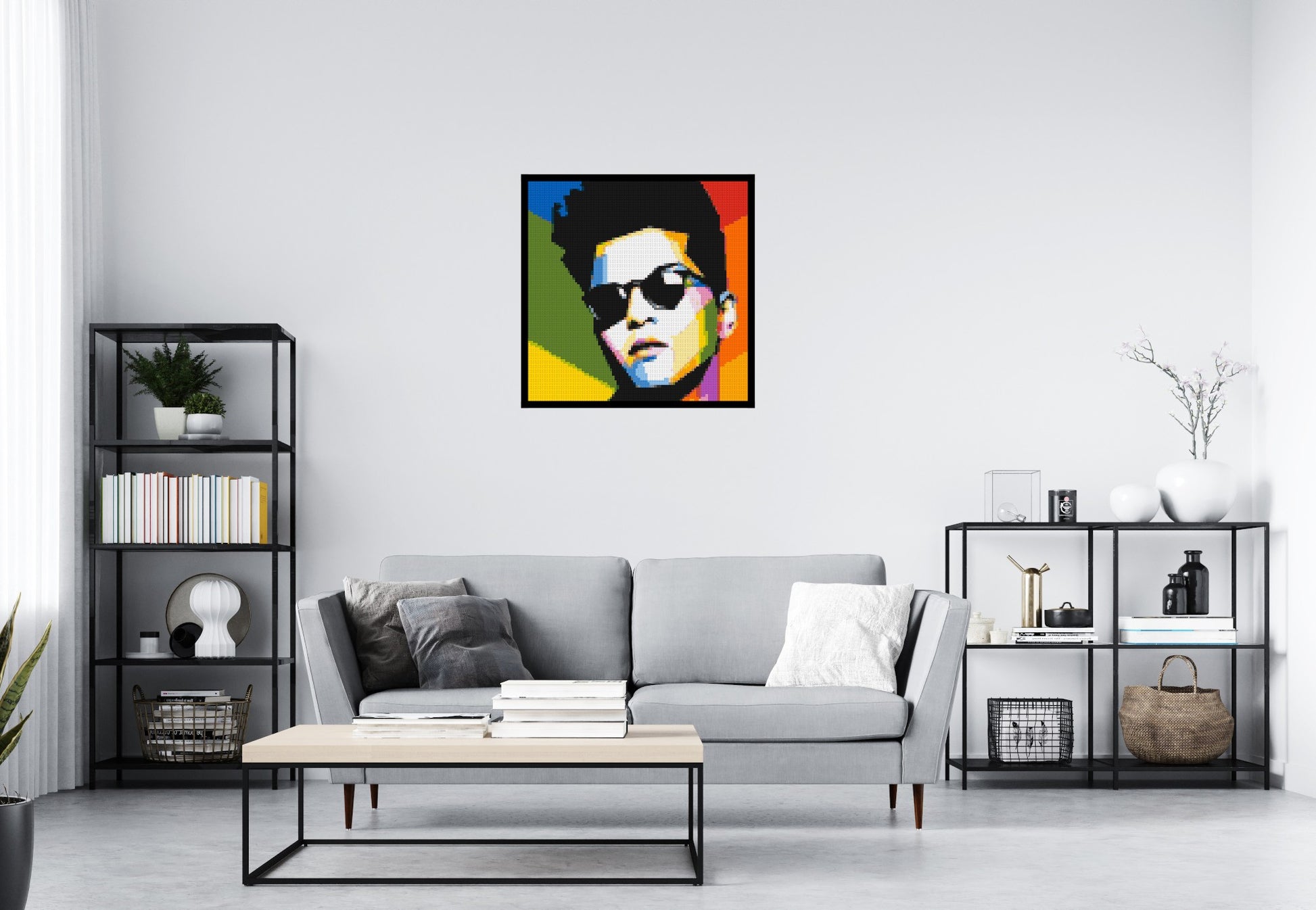 Bruno Mars - Brick Art Mosaic Kit 4x4 scene with frame