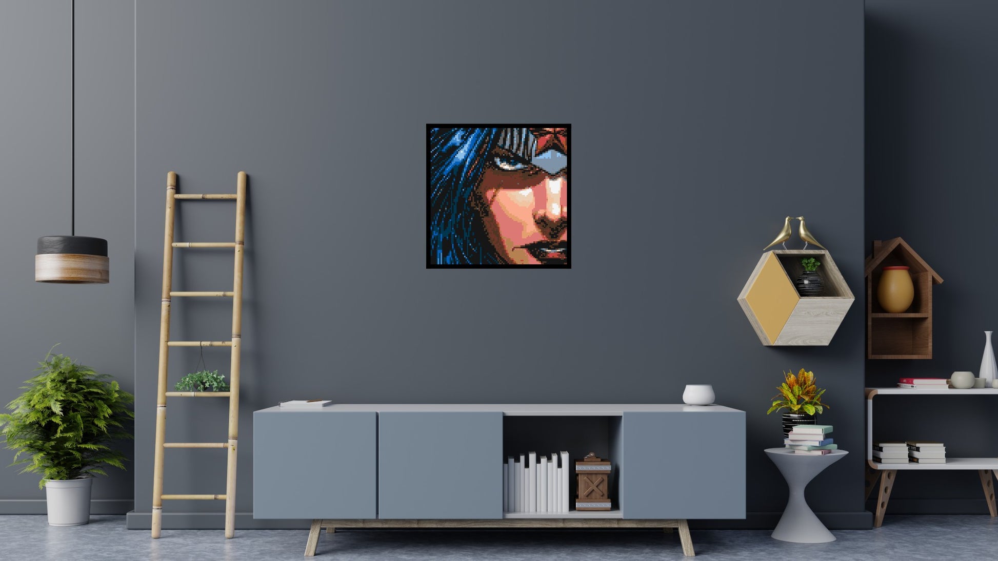 Wonder Woman - Brick Art Mosaic Kit 4x4 scene with frame