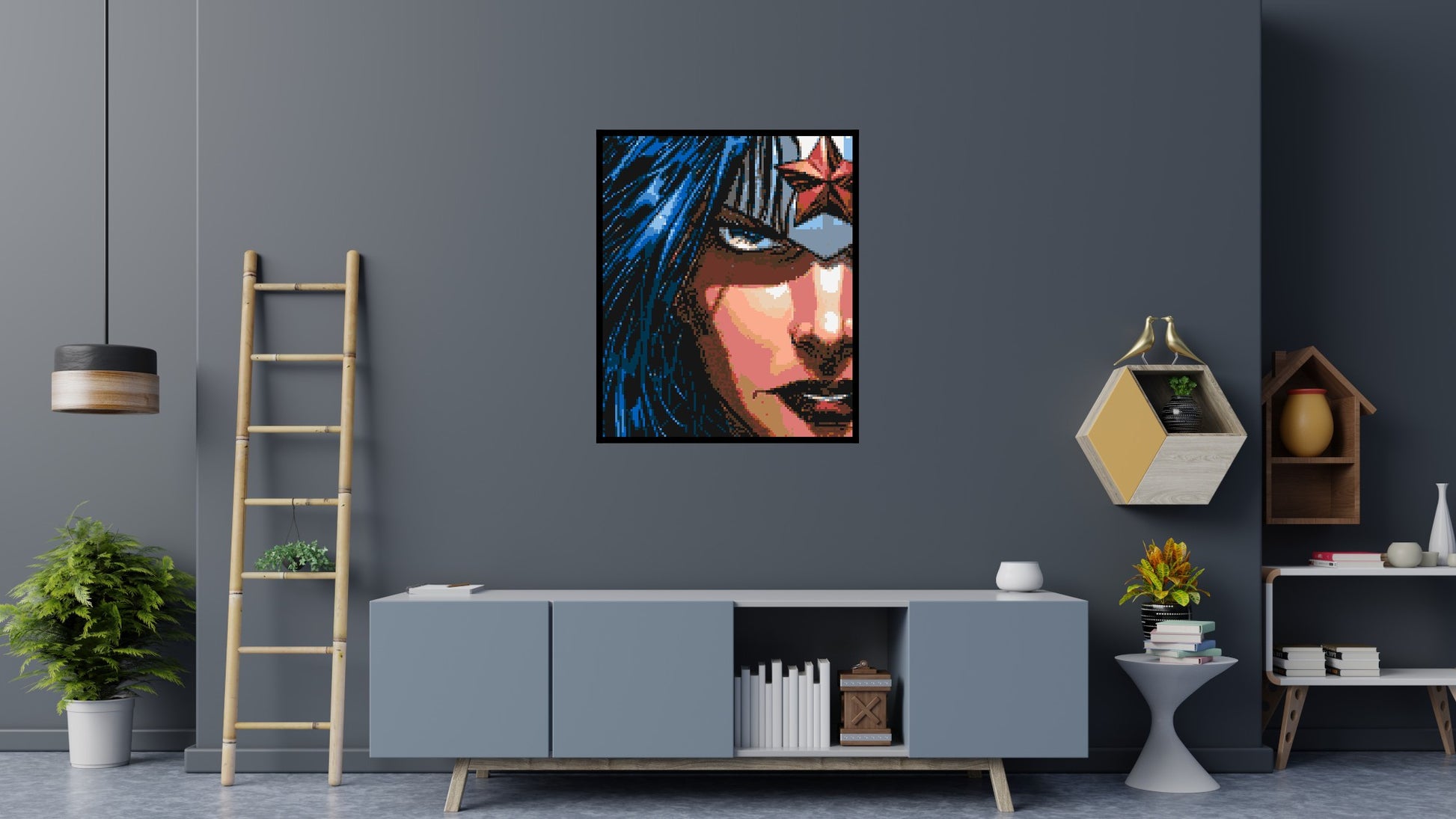 Wonder Woman - Brick Art Mosaic Kit 5x6 scene with frame