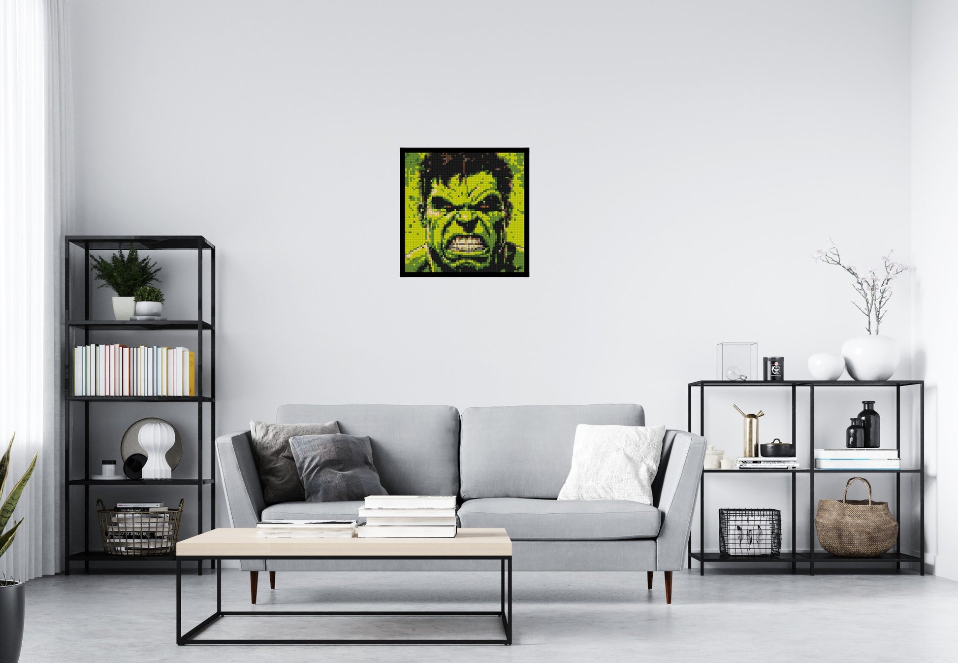 The Hulk - Brick Art Mosaic Kit 3x3 scene with frame