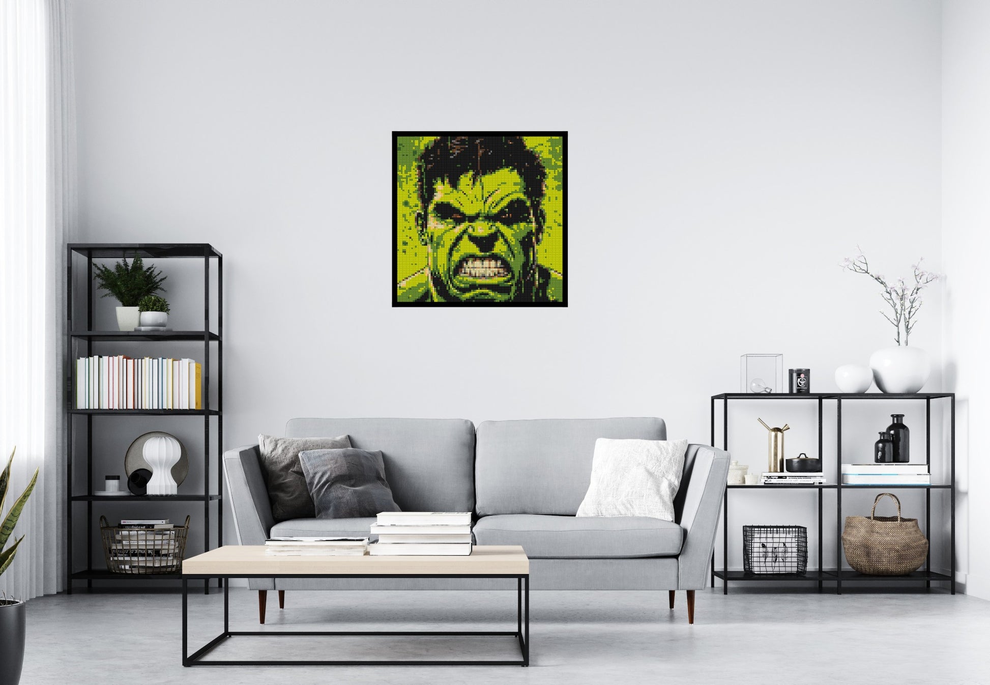 The Hulk - Brick Art Mosaic Kit 4x4 scene with frame