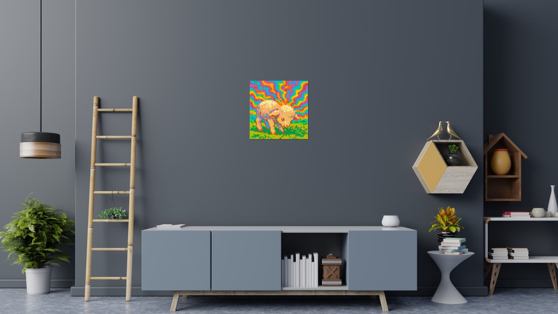 Colourful Lamb - Brick Art Mosaic Kit 3x3 scene