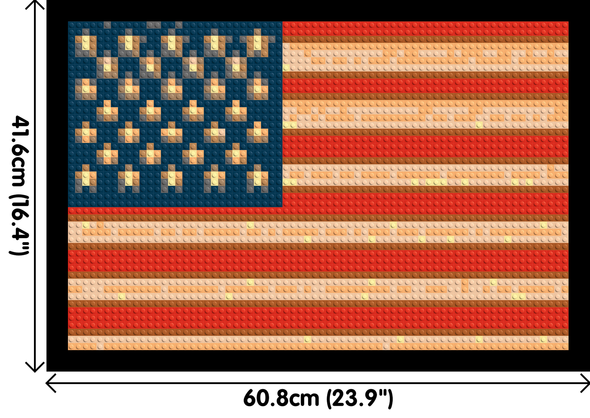 United States Flag - Brick Art Mosaic Kit 3x2 dimensions with frame