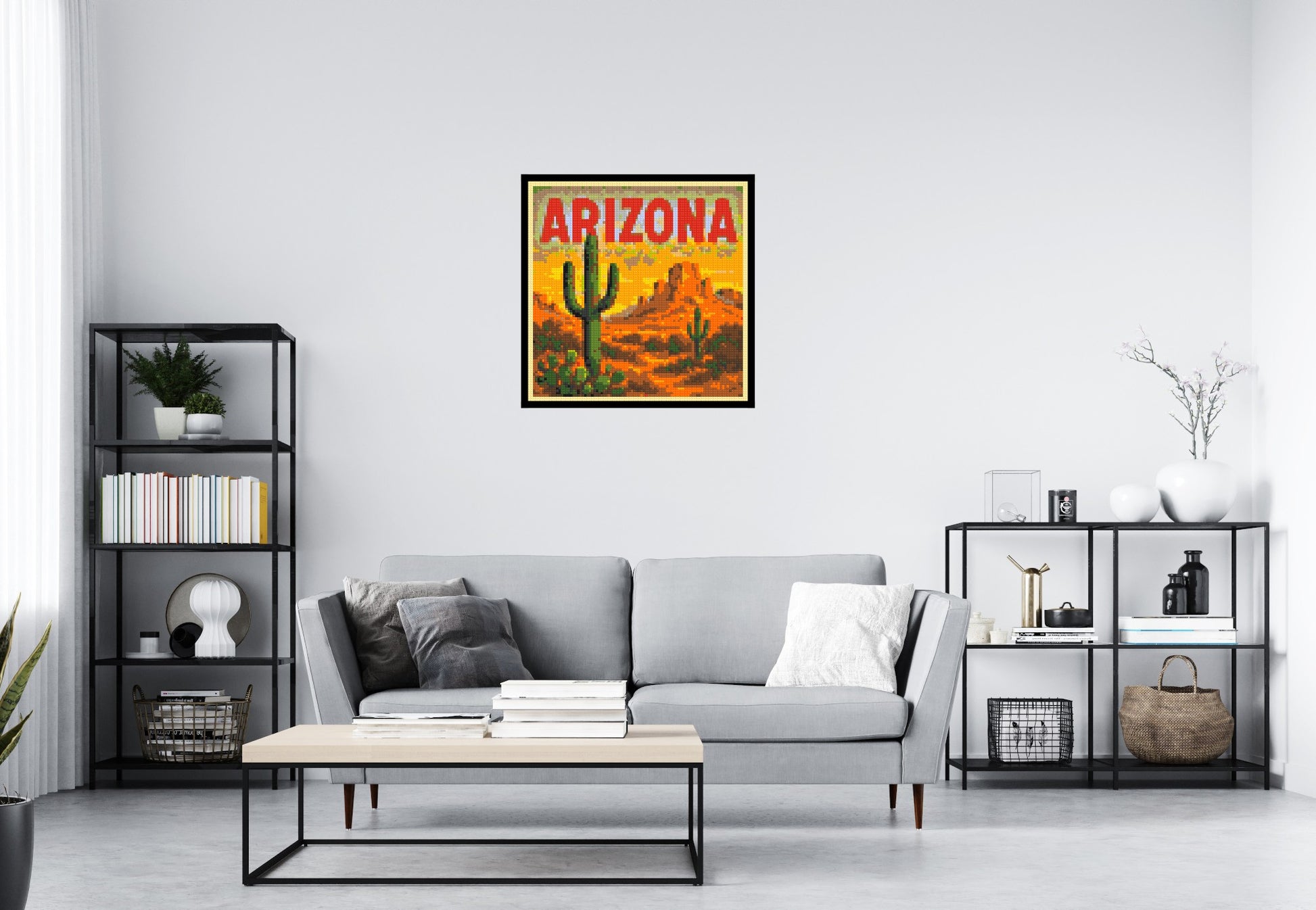 Arizona Landscape - Brick Art Kit Mosaic 4x4 scene with frame