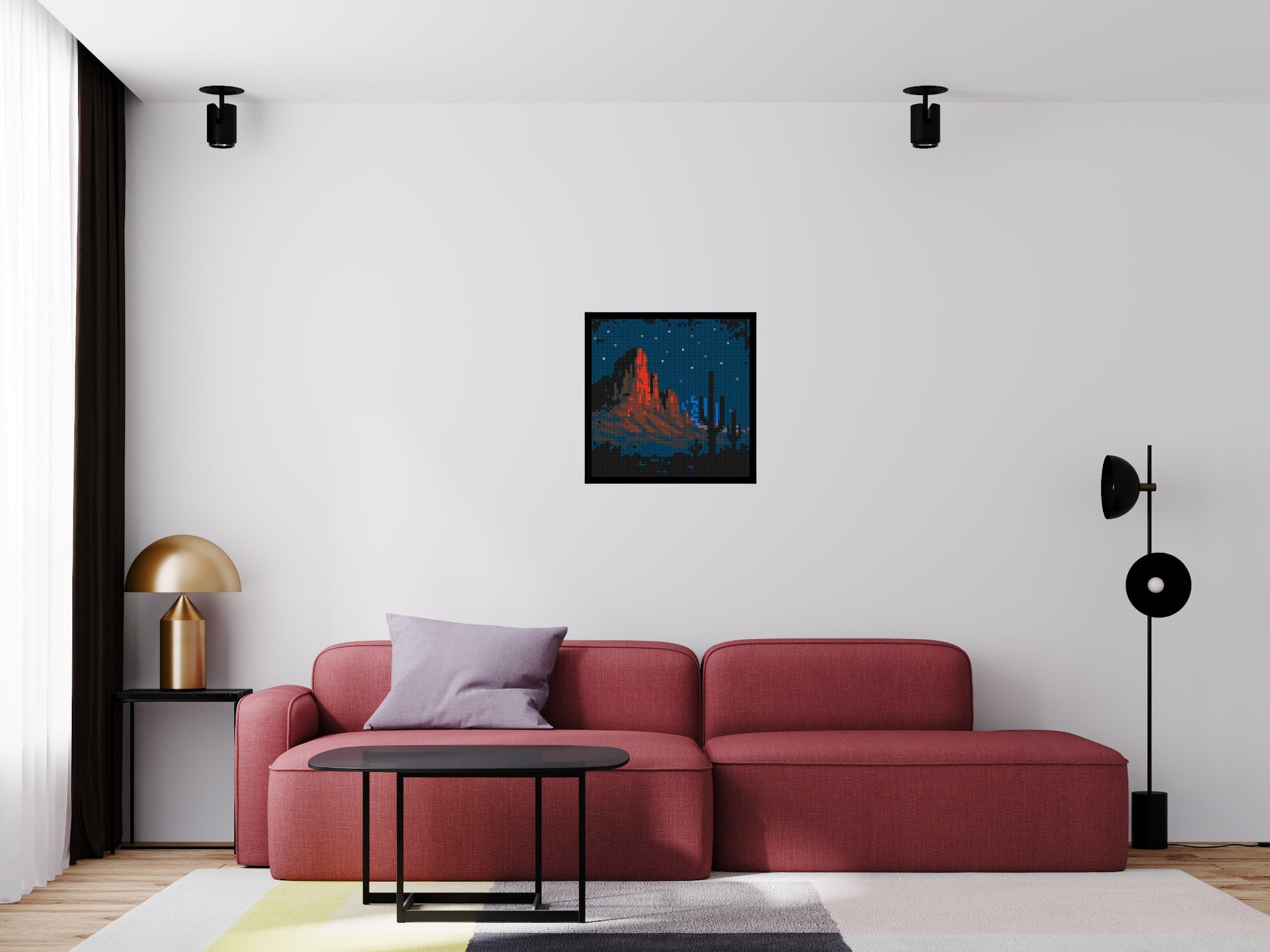 Desert Nightscape - Brick Art Mosaic Kit 3x3 scene with frame