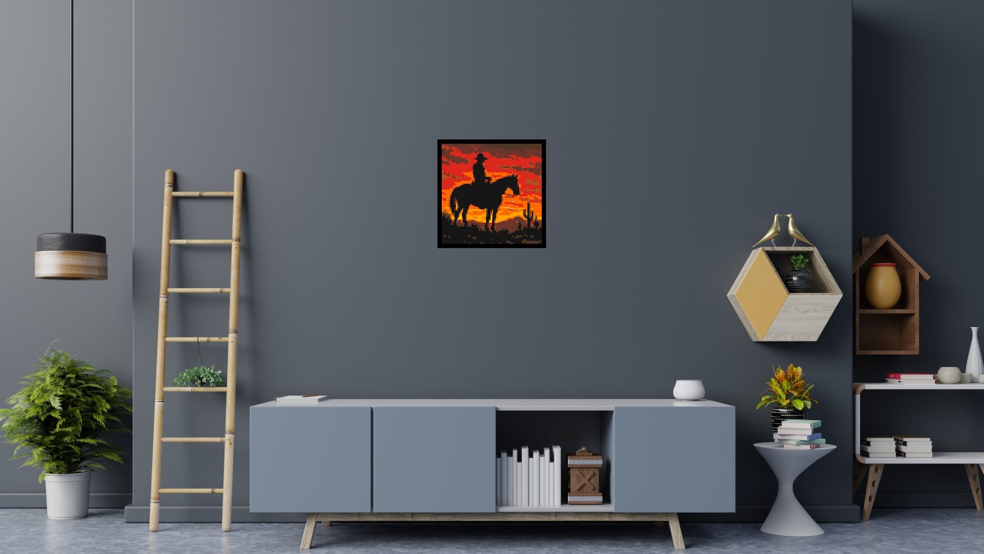Cowboy - Brick Art Mosaic Kit 3x3 scene with frame