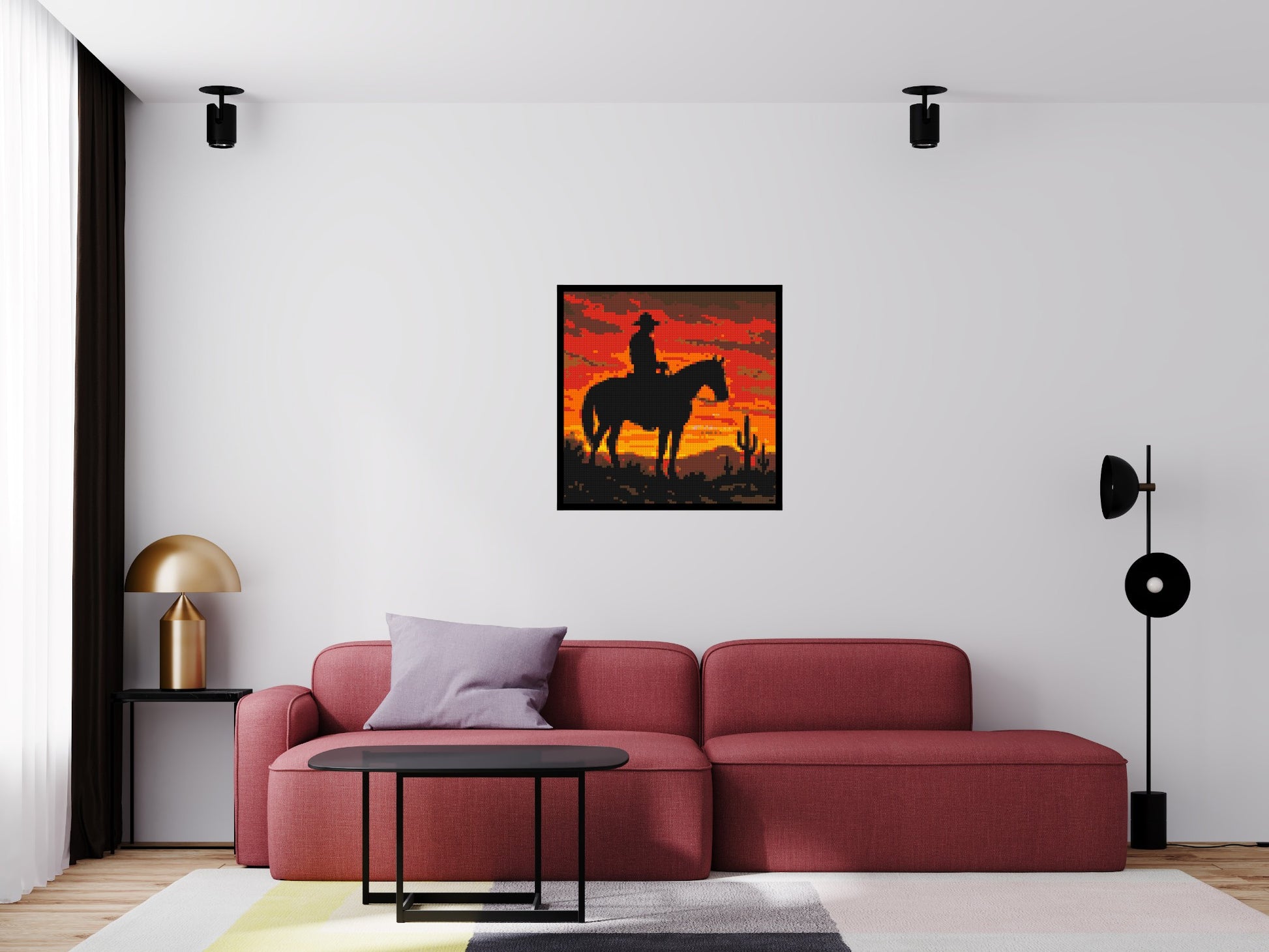 Cowboy - Brick Art Mosaic Kit 4x4 scene with frame