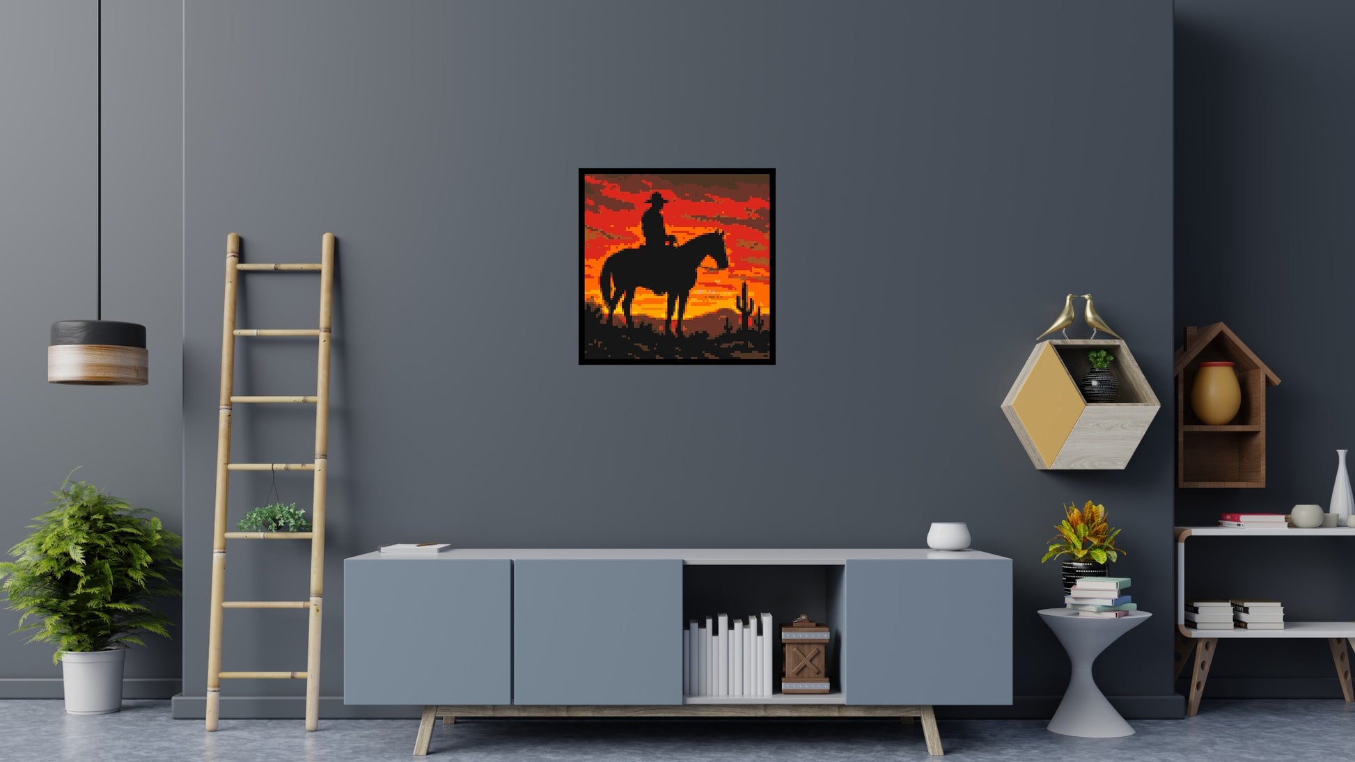 Cowboy - Brick Art Mosaic Kit 4x4 scene with frame