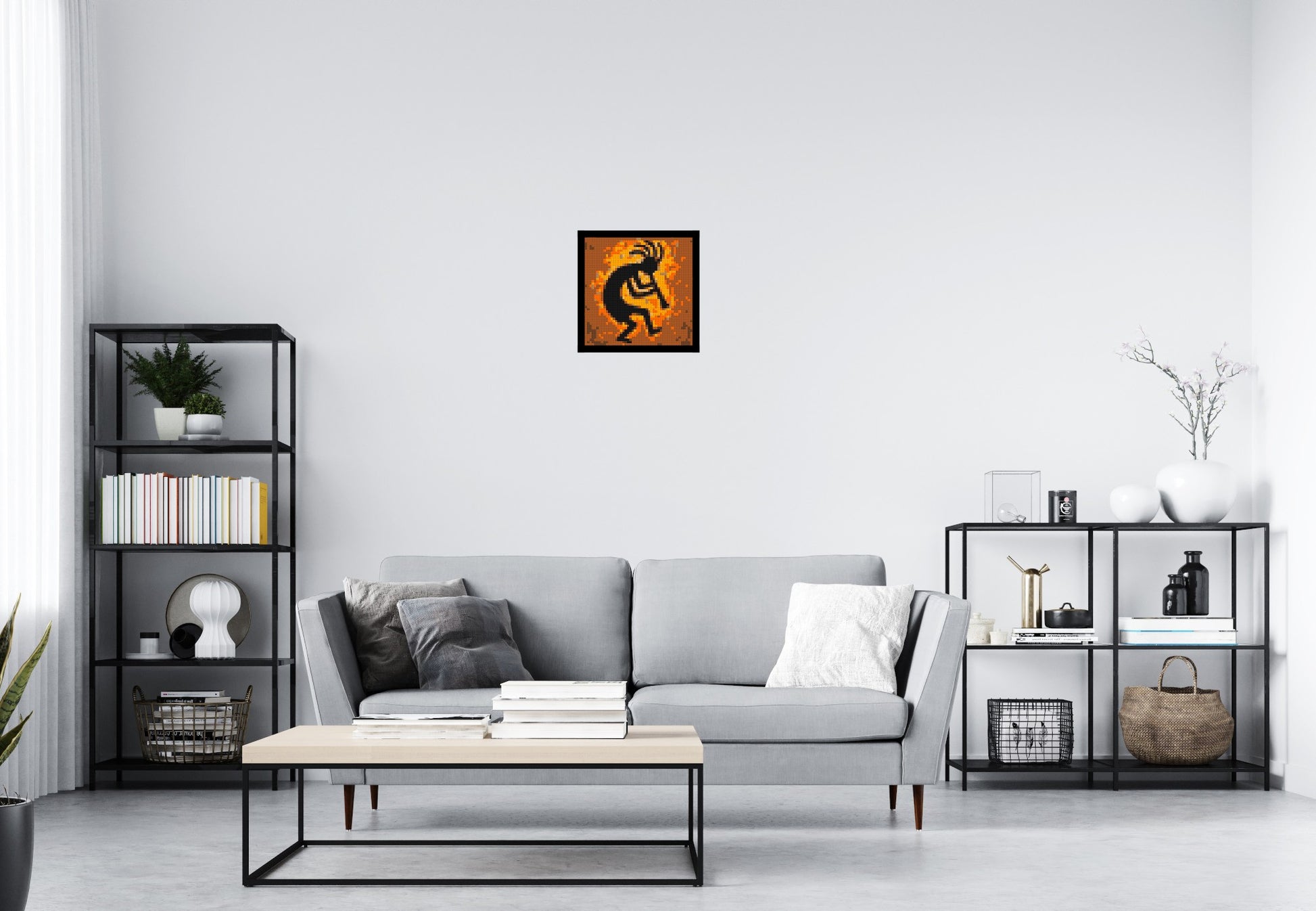 Kokopelli - Brick Art Mosaic Kit 2x2 scene with frame