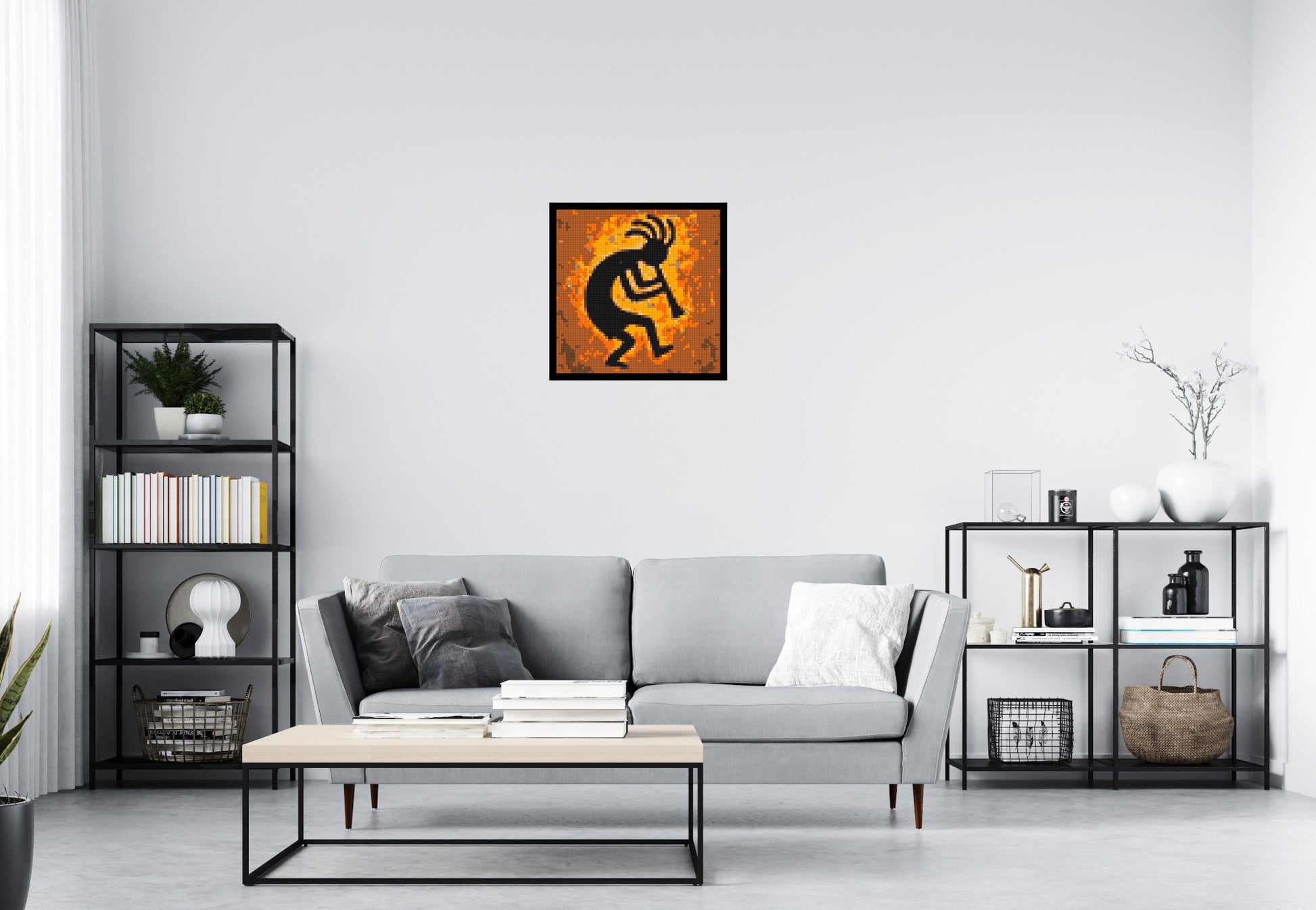 Kokopelli - Brick Art Mosaic Kit 3x3 scene with frame