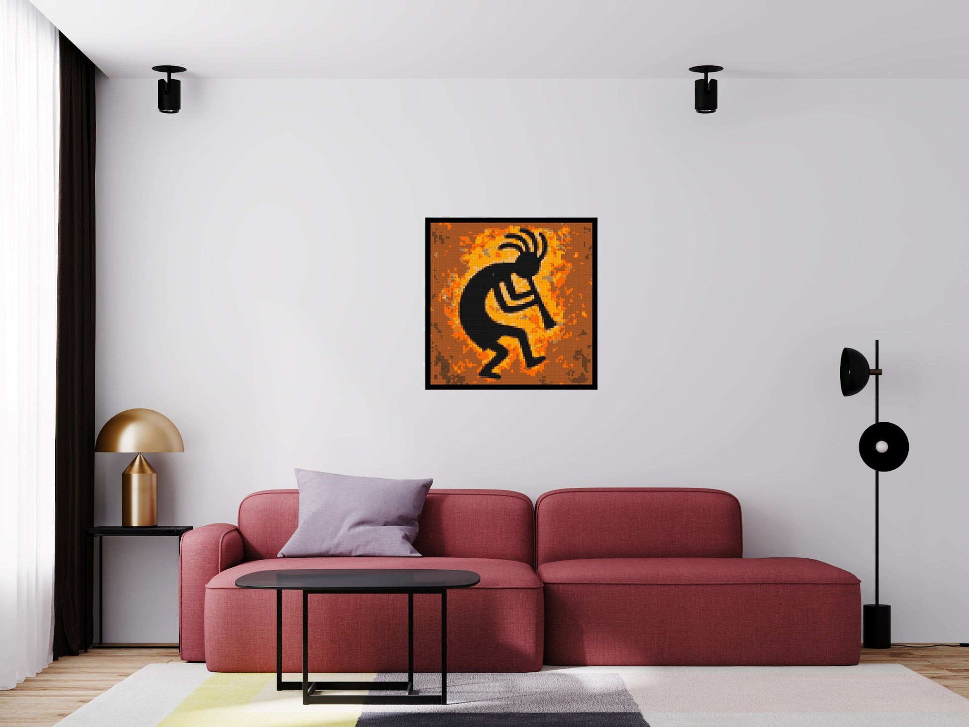 Kokopelli - Brick Art Mosaic Kit 4x4 scene with frame