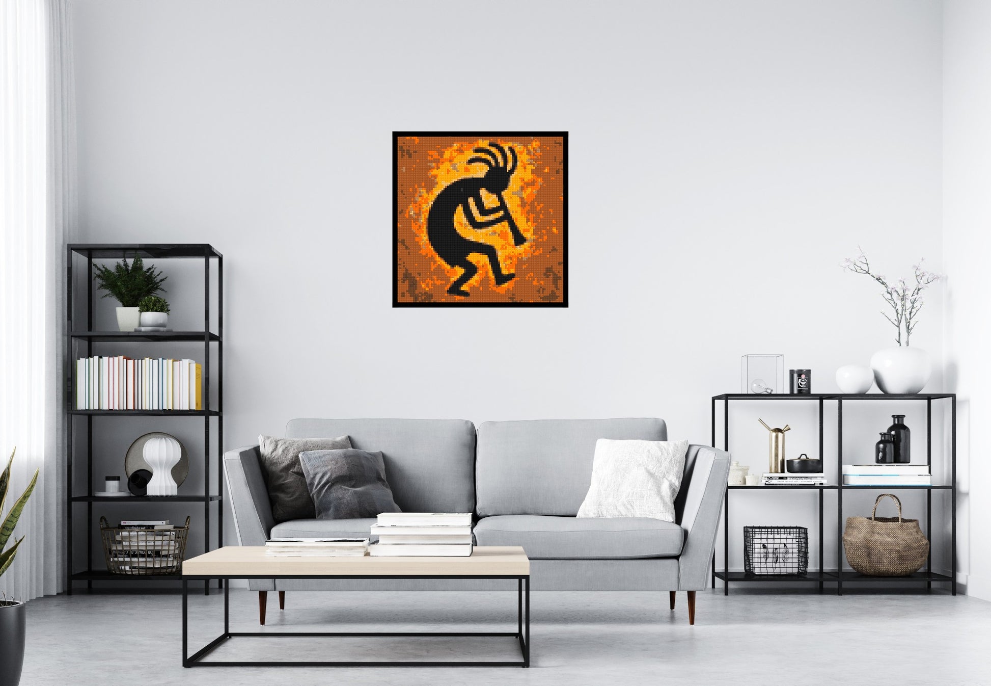 Kokopelli - Brick Art Mosaic Kit 4x4 scene with frame
