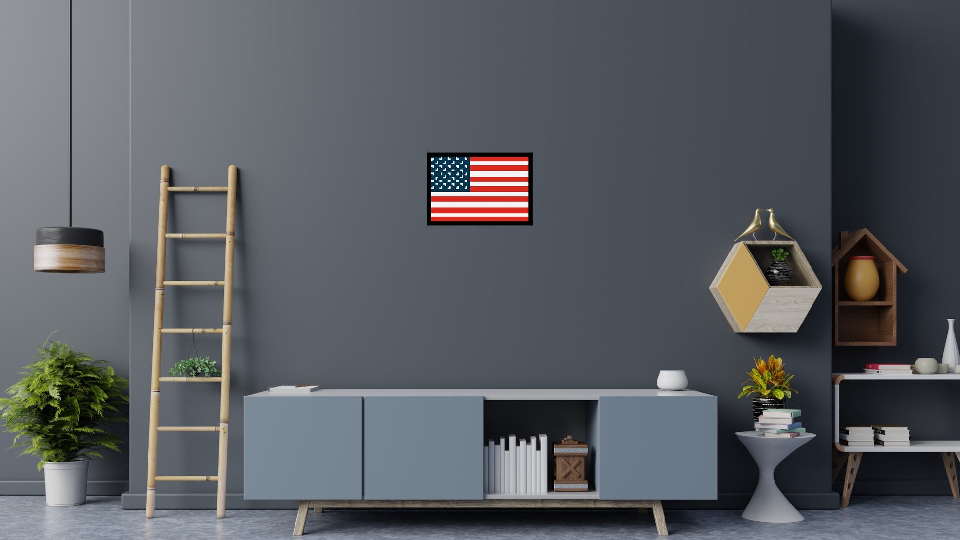 American Flag #2 - Brick Art Mosaic Kit 3x2 scene with frame