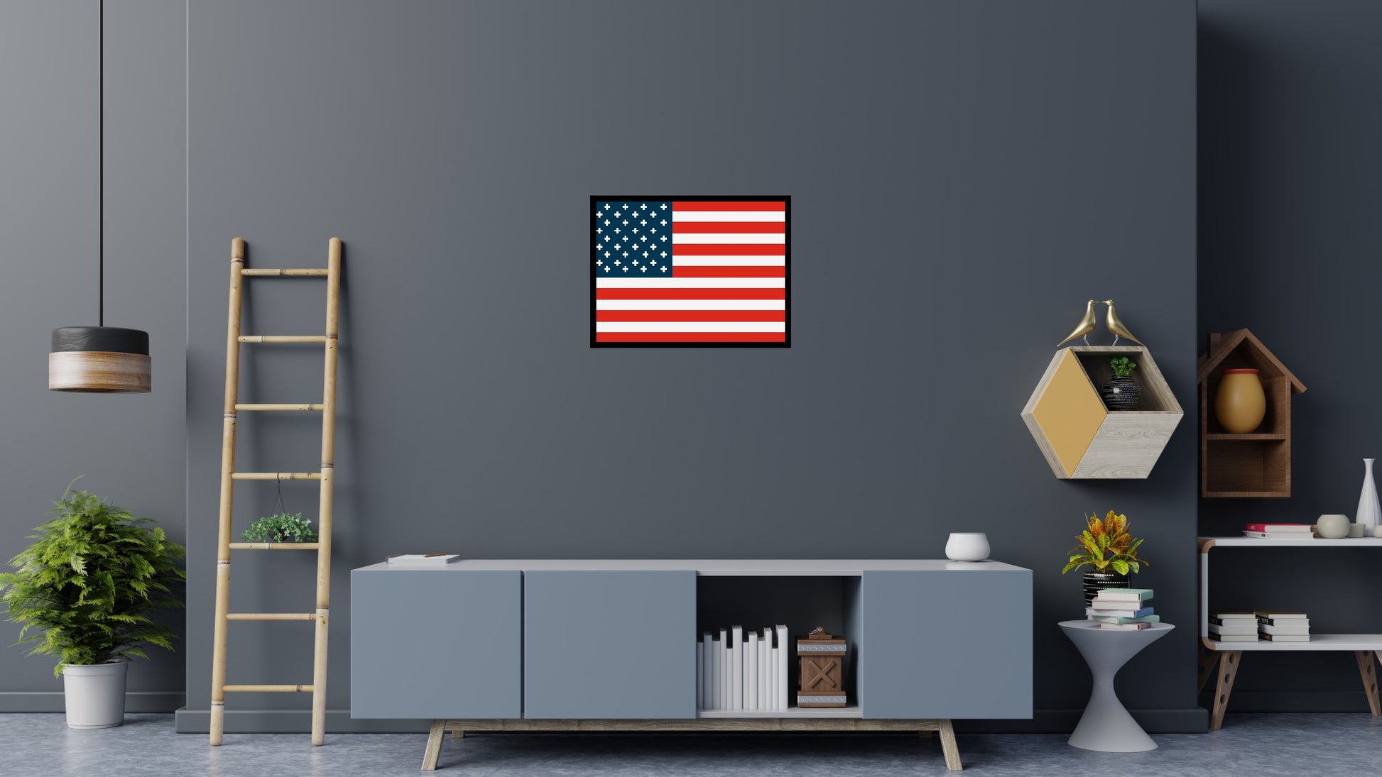 American Flag #2 - Brick Art Mosaic Kit 4x3 scene with frame