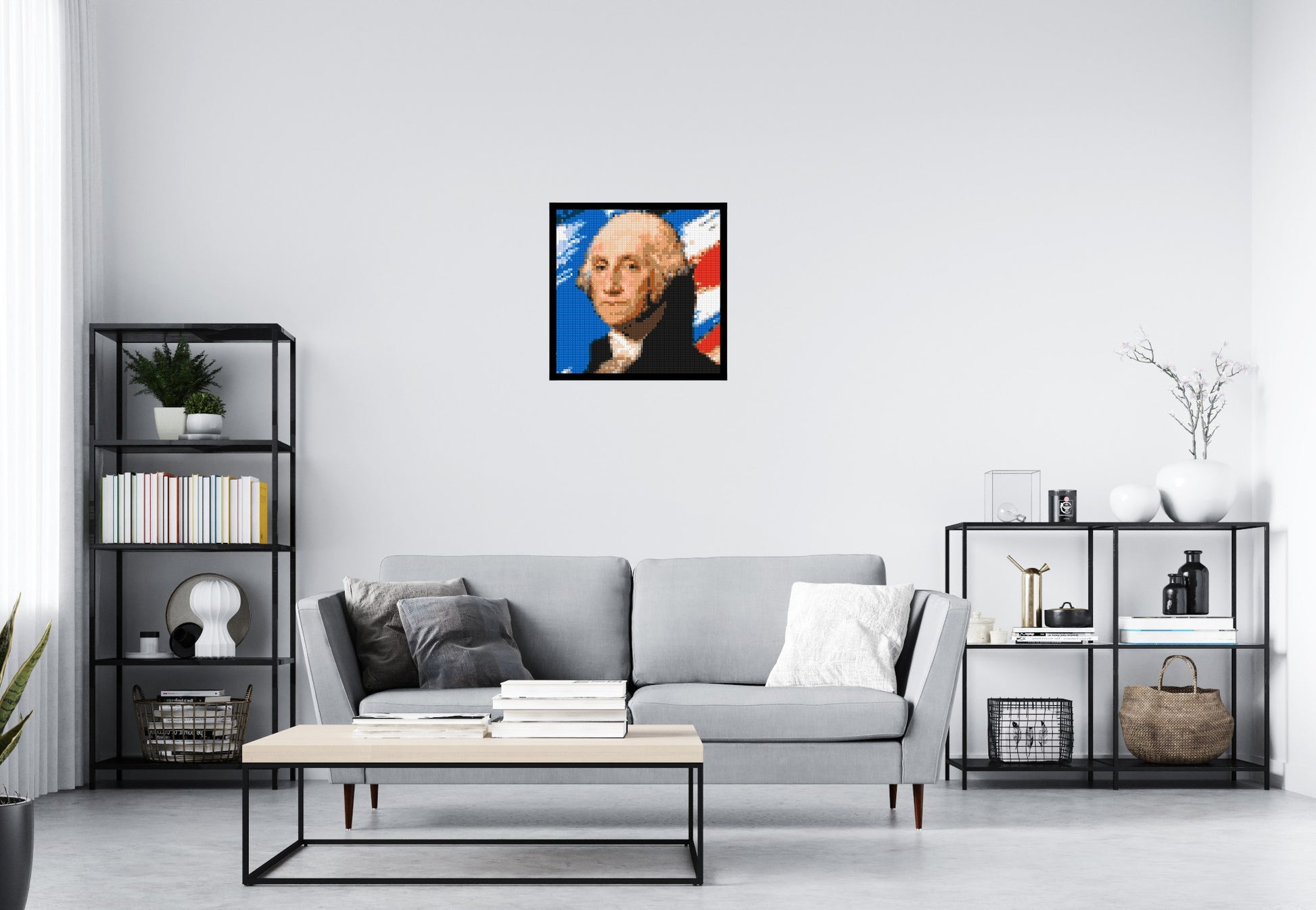 George Washington - Brick Art Mosaic Kit 3x3 scene with frame