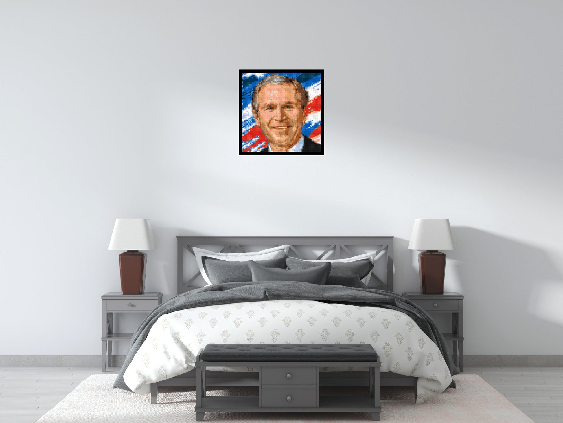 George W. Bush - Brick Art Mosaic Kit 3x3 scene with frame
