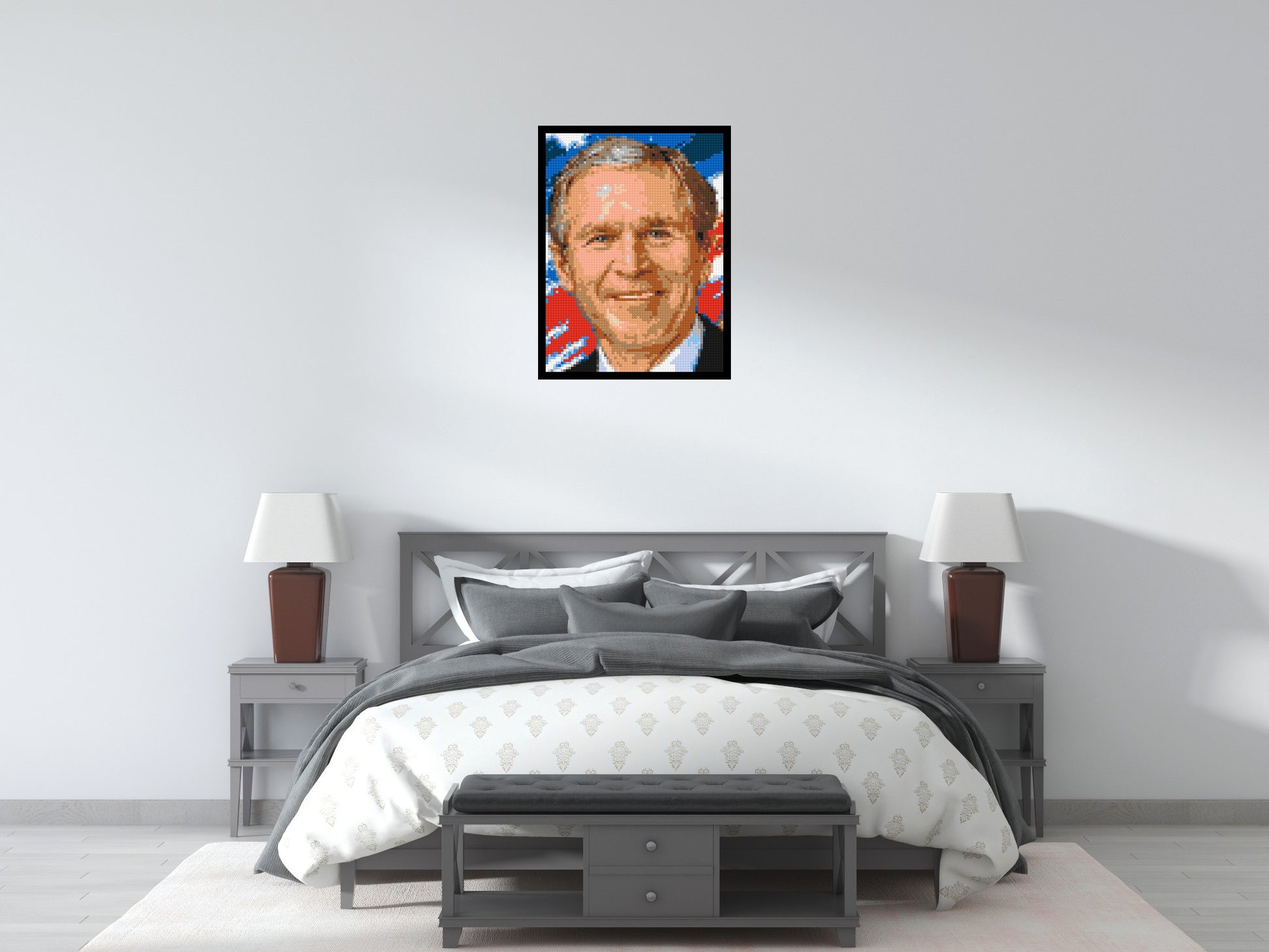 George W. Bush - Brick Art Mosaic Kit 3x4 scene with frame