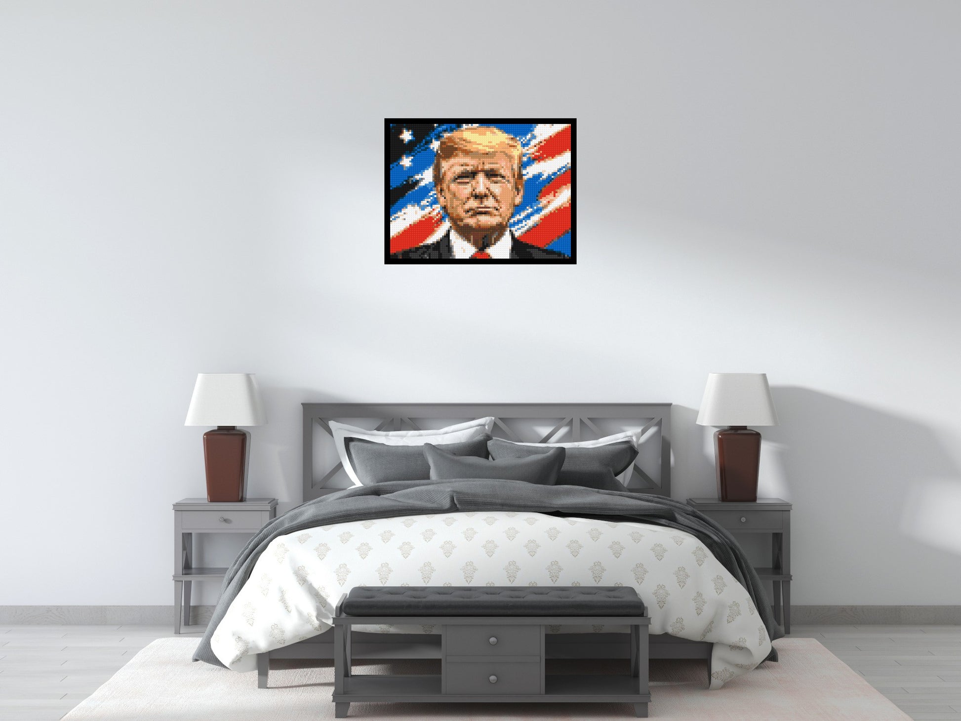 Donald Trump - Brick Art Mosaic Kit 4x3 scene with frame