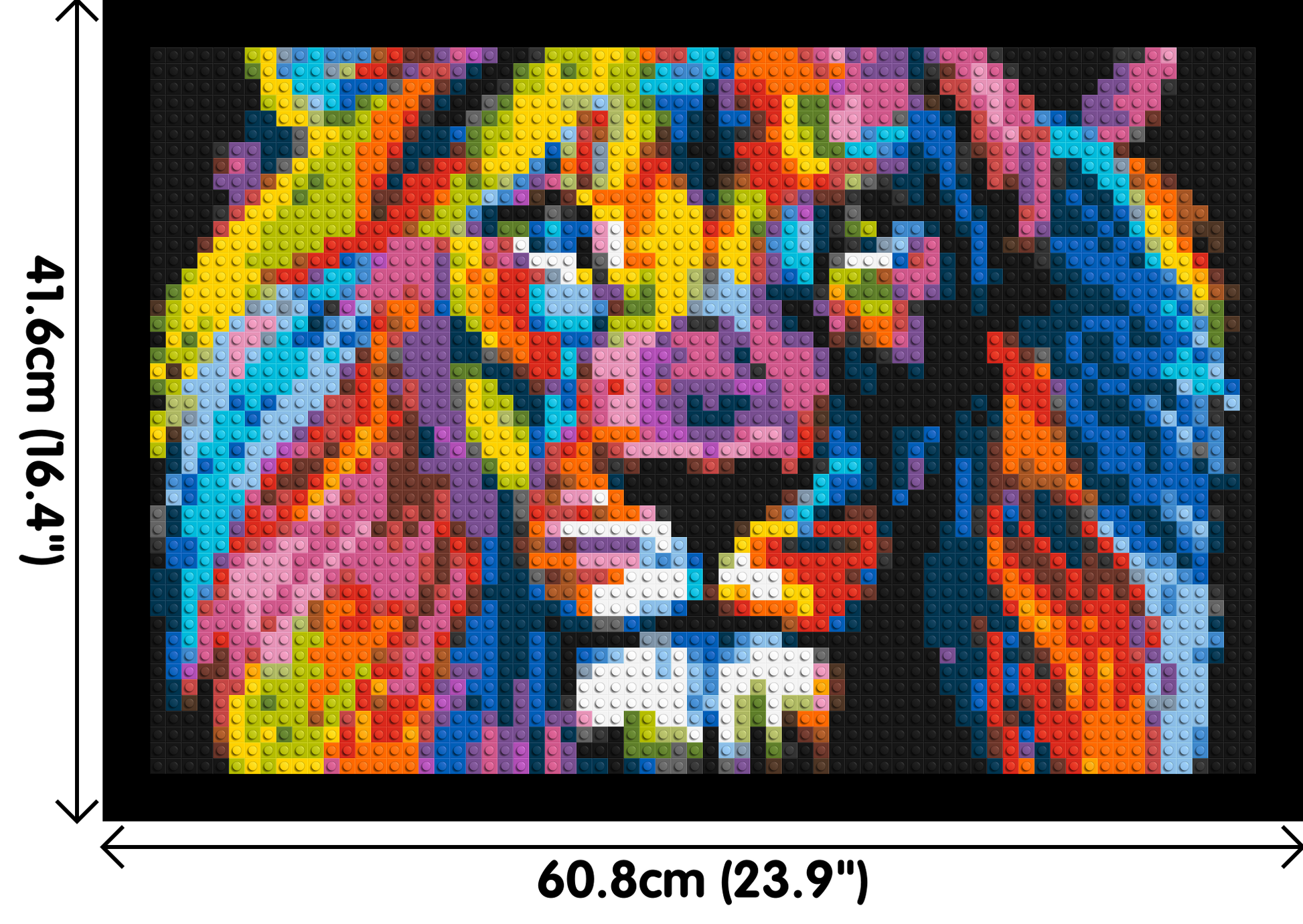 Lion Colourful Pop Art - Brick Art Mosaic Kit 3x2 dimensions with frame