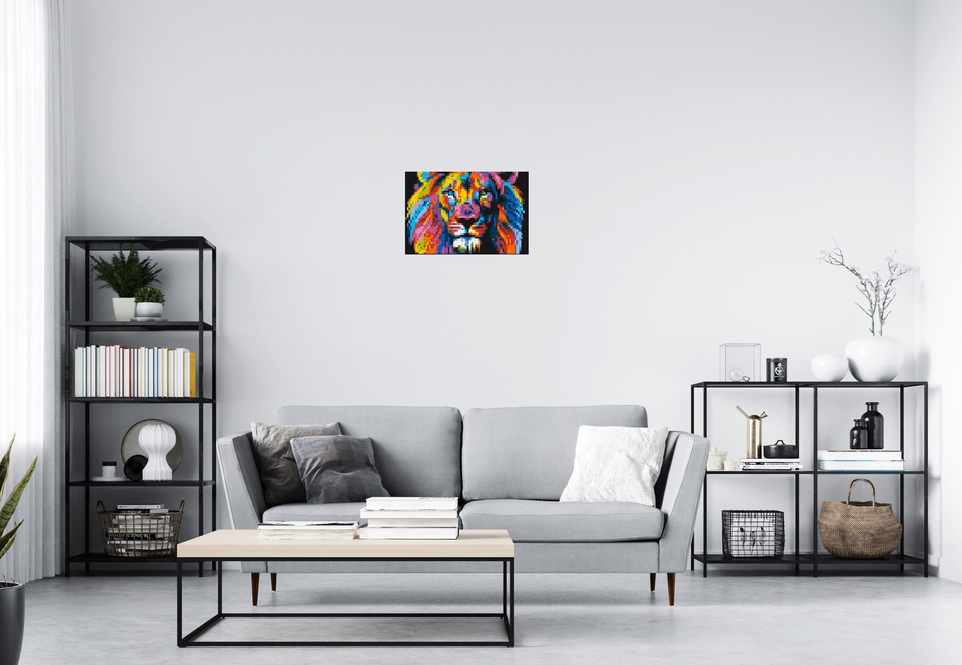 Lion Colourful Pop Art - Brick Art Mosaic Kit 3x2 scene