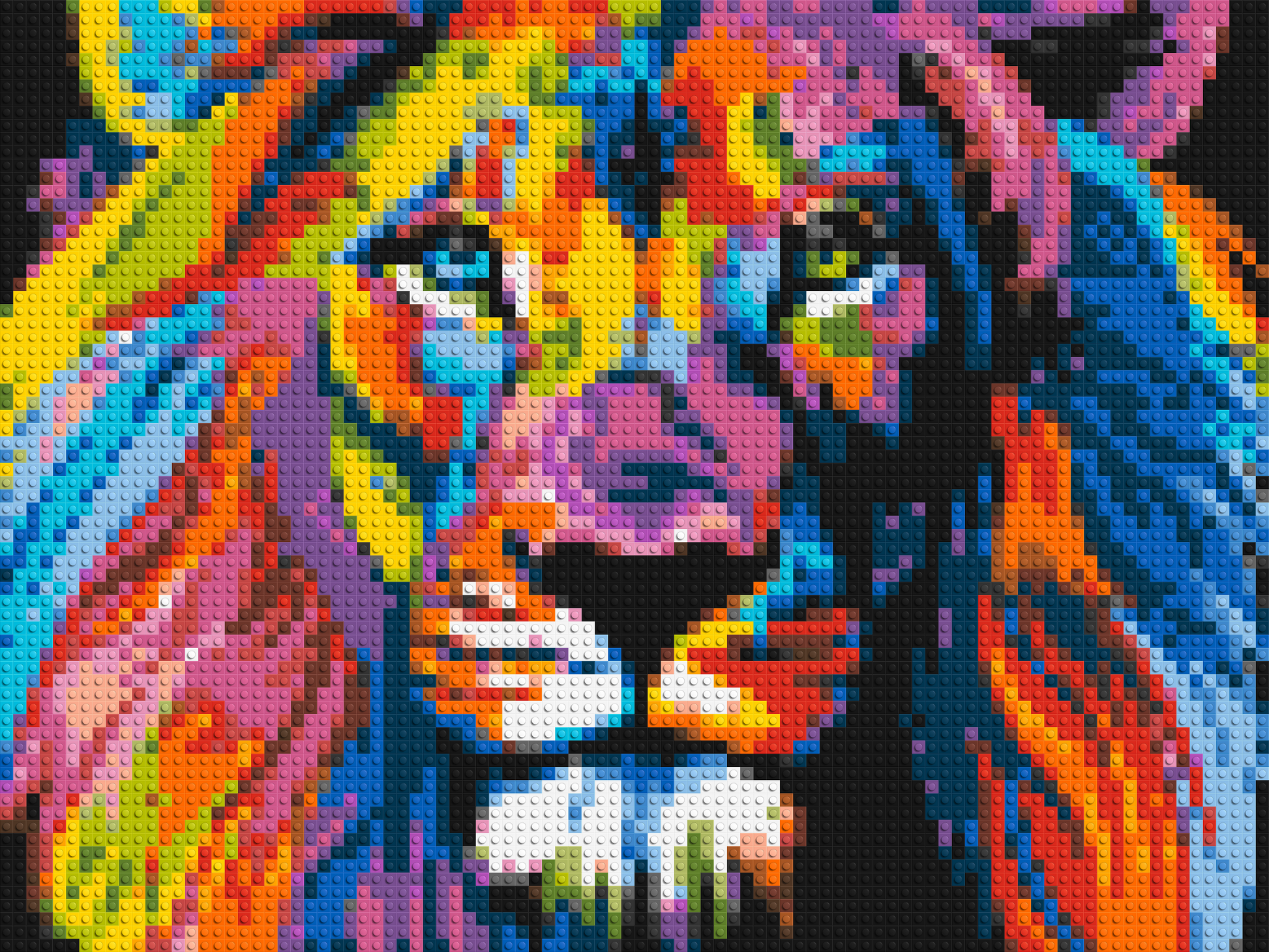 Lion Colourful Pop Art - Brick Art Mosaic Kit 4x3 large