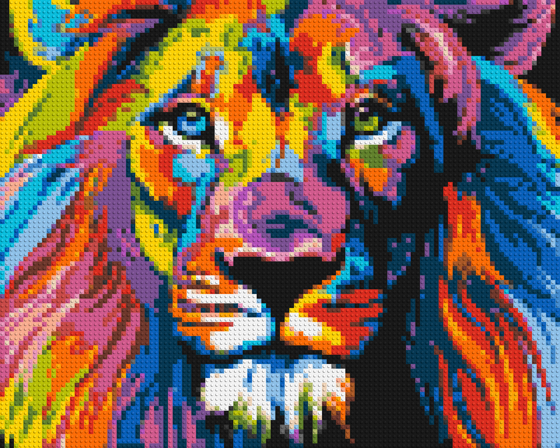 Lion Colourful Pop Art - Brick Art Mosaic Kit 5x4 large