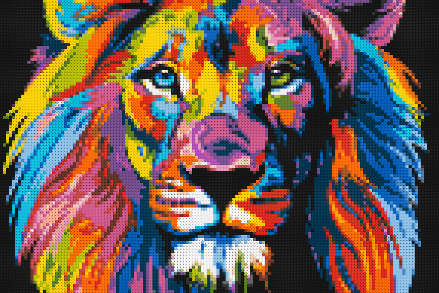 Lion Colourful Pop Art - Brick Art Mosaic Kit 6x4 large