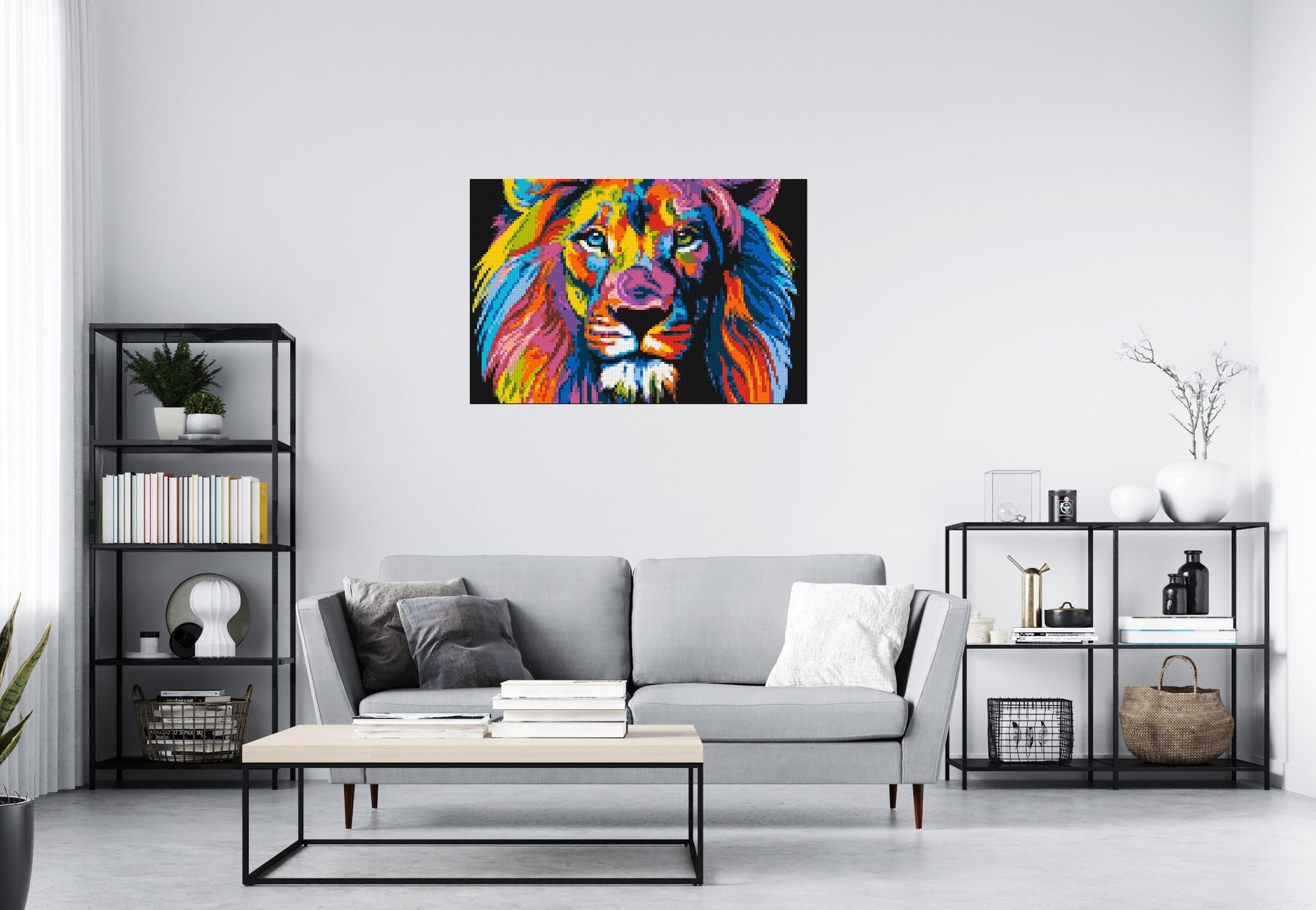Lion Colourful Pop Art - Brick Art Mosaic Kit 6x4 scene